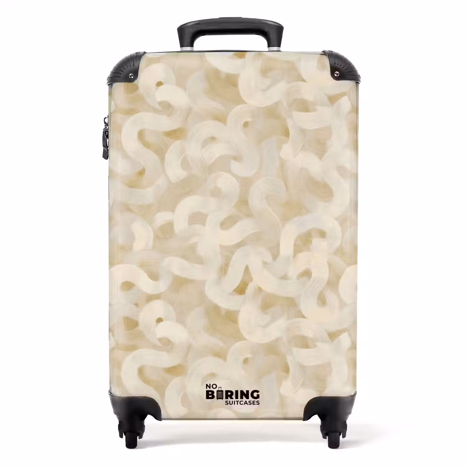 Abstract - Lijnen - Beige NBS - Handbagage koffer - Volwassenen Unisex middel -productfoto_recht