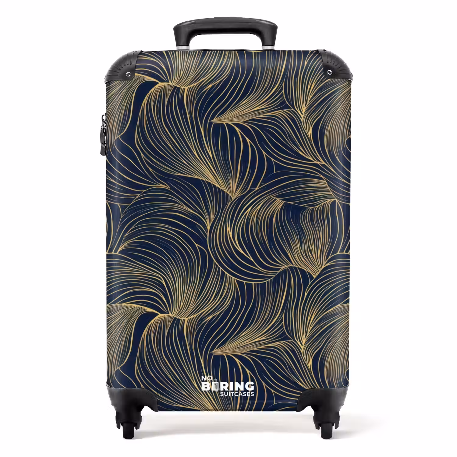 Abstract - Lijnen - Blauw - Goud NBS - Handbagage koffer - Volwassenen Unisex middel -productfoto_recht