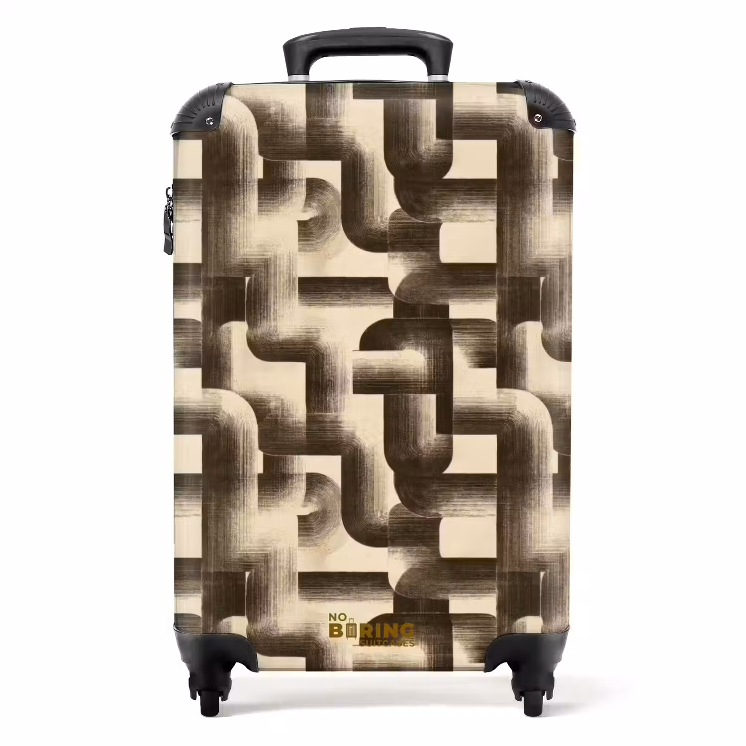 Abstract - Retro - Zwart NBS - Handbagage koffer - Volwassenen Unisex middel -productfoto_recht