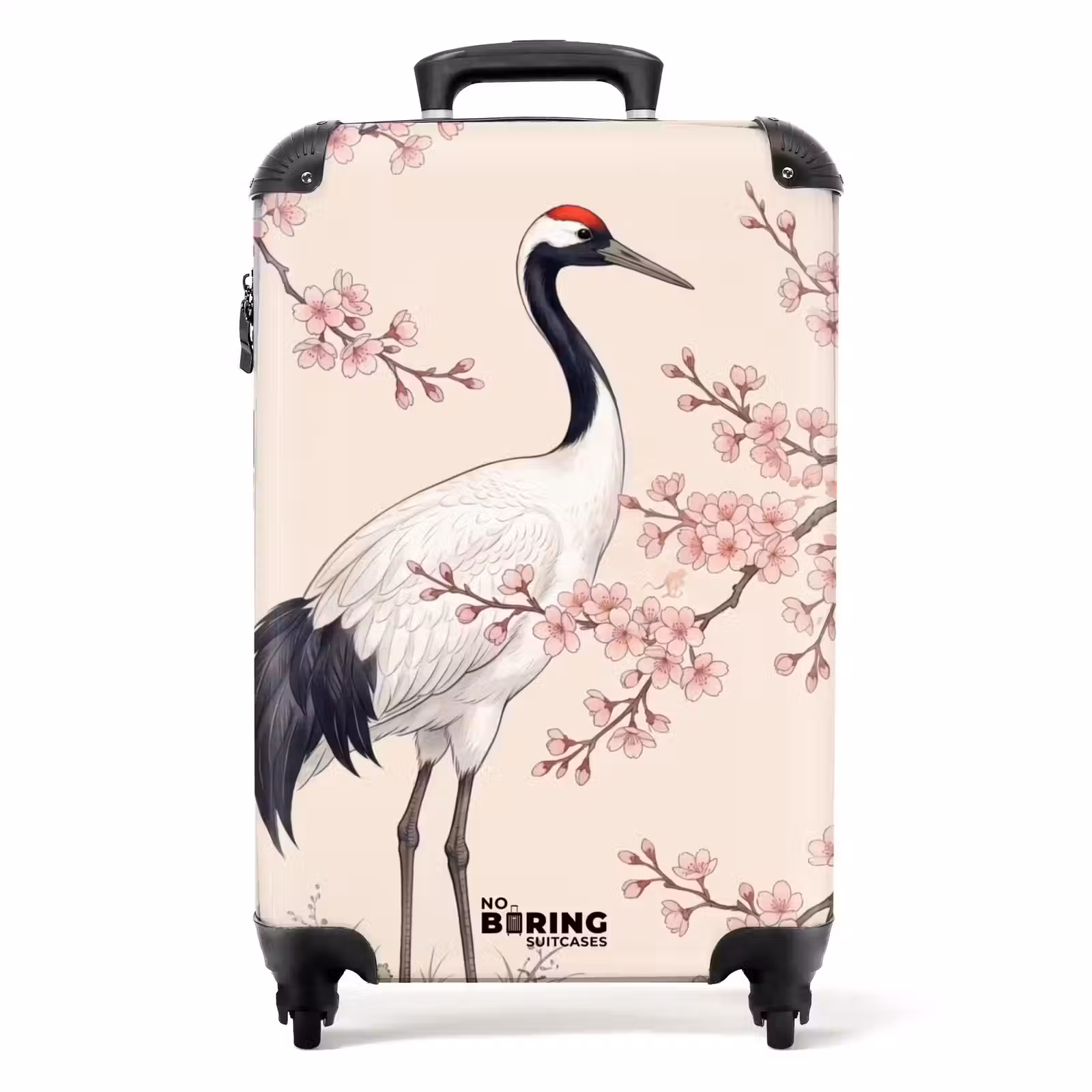 Koffer - Aziatisch - Kraanvogel - Beige - Aziatisch - Kraanvogel - Beige NBS - Handbagage koffer - Volwassenen Unisex middel