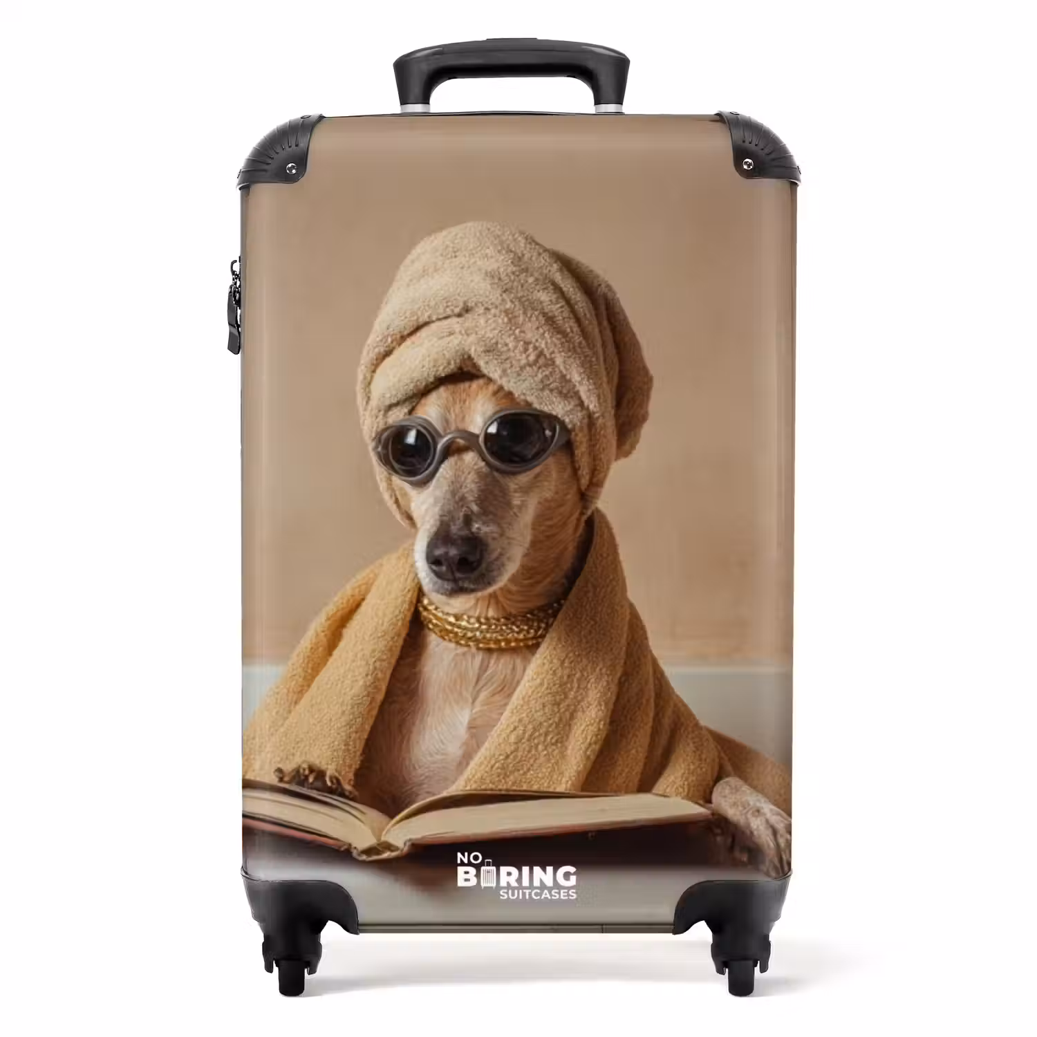 Bad - Hond - Boek - Zonnebril NBS - Handbagage koffer - Volwassenen Unisex middel -productfoto_recht