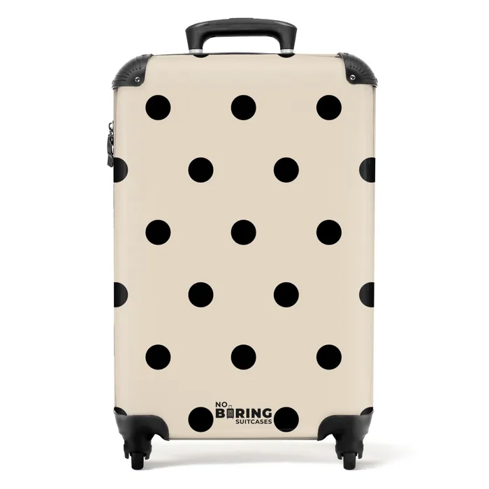 Beige achtergrond met zwarte stippen NBS - Handbagage koffer - Unisex middel -productfoto_recht