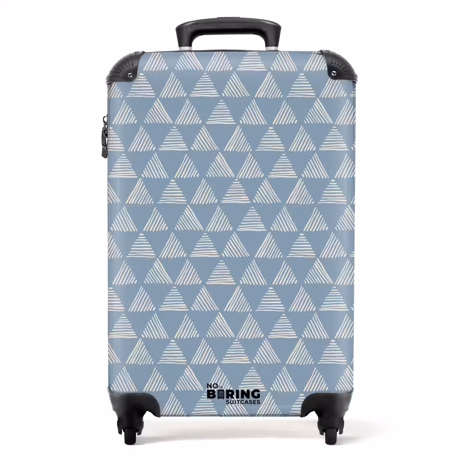 Blauw driehoeken patroon NBS - Handbagage koffer - Volwassenen Unisex middel -productfoto_recht