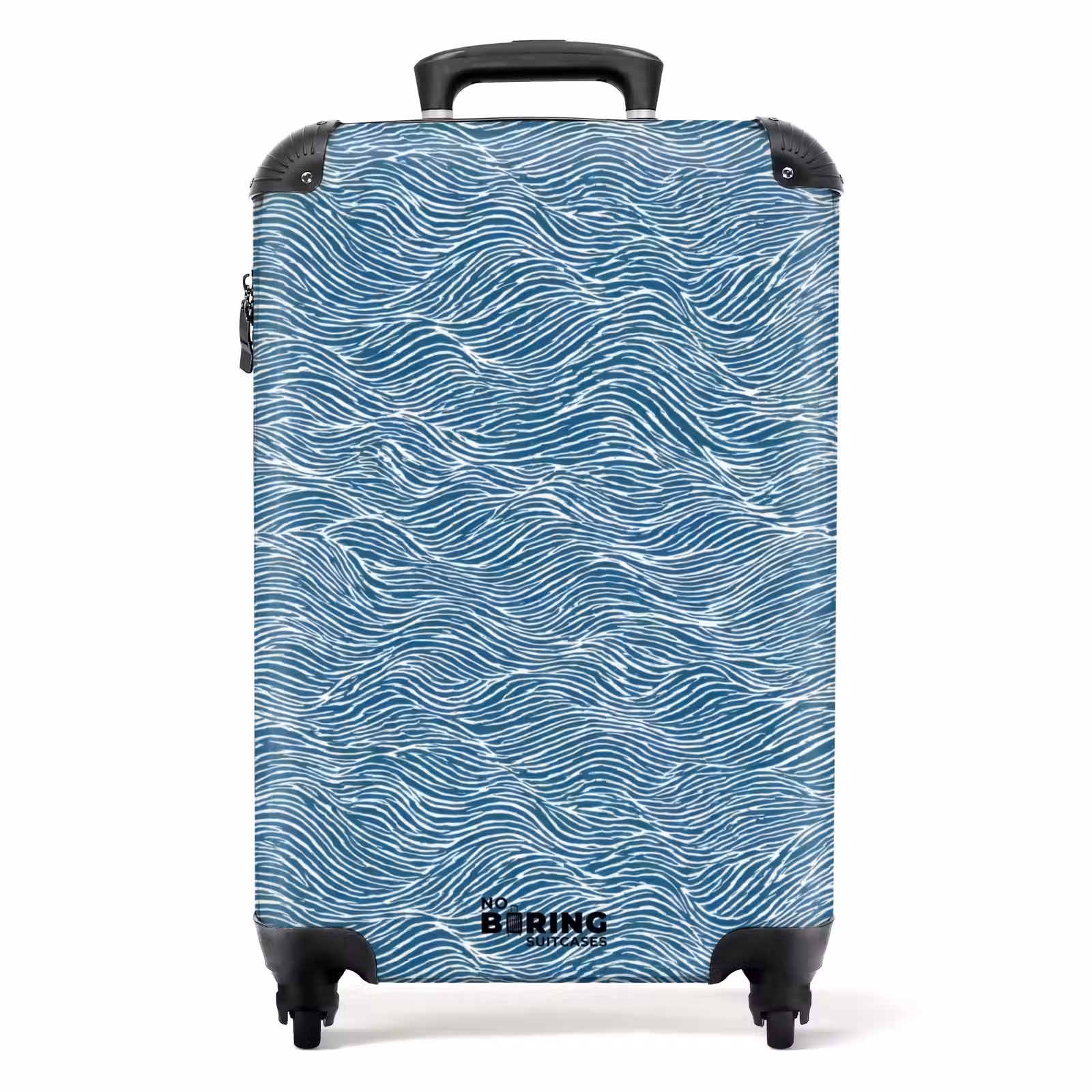 Koffer - Blauw - Wit - Golven - Getekend - Textuur - Blauw - Wit - Golven - Getekend - Textuur NBS - Handbagage koffer - Volwassenen Unisex middel