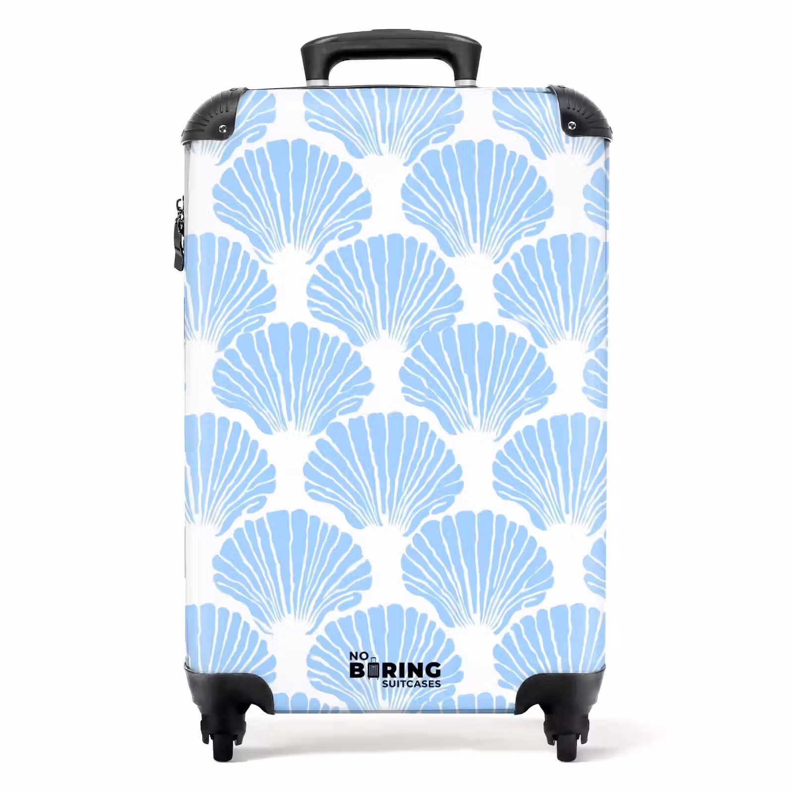 Koffer - Blauw - Wit - Schelpen - Grafisch - Structuur - Blauw - Wit - Schelpen - Grafisch - Structuur NBS - Handbagage koffer - Volwassenen Unisex middel