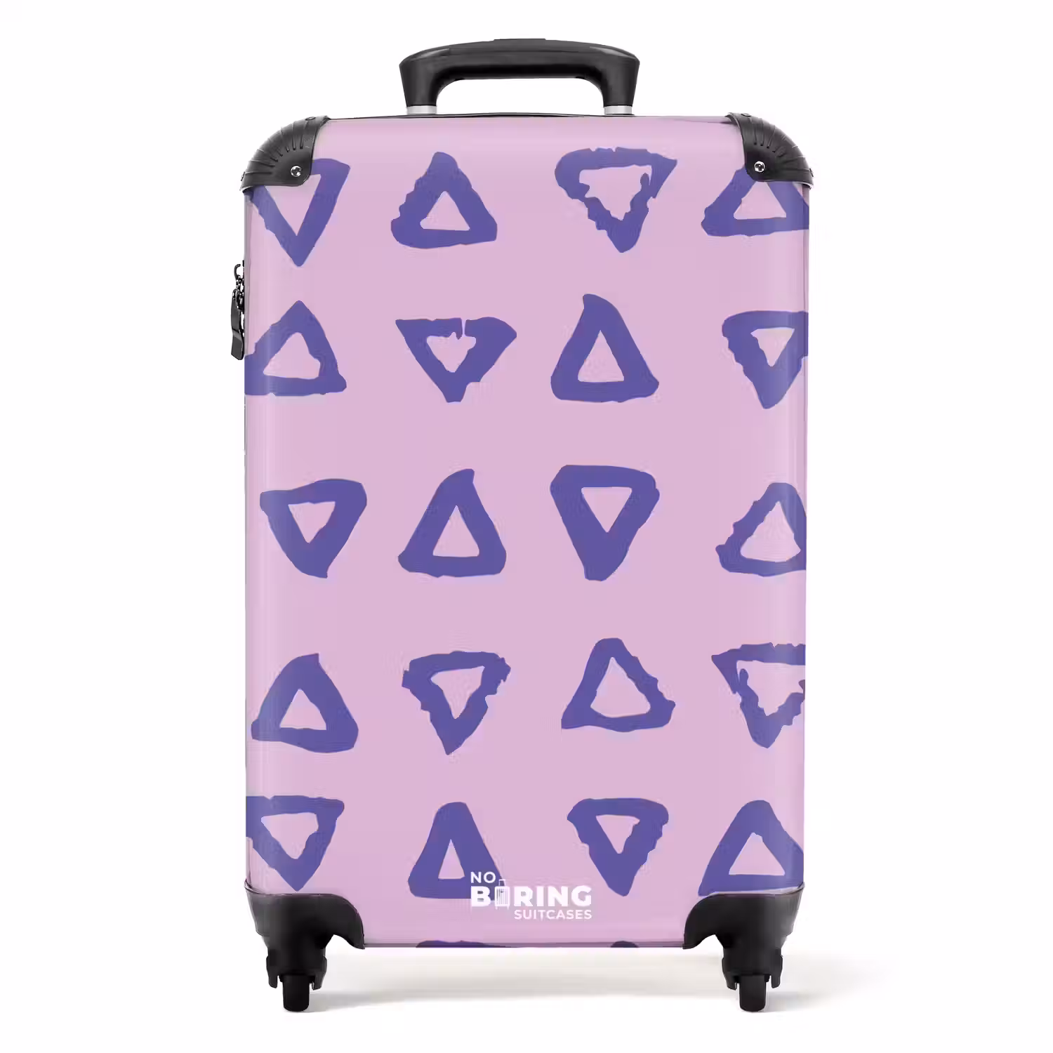 Blauwe, driehoekige contouren op lavendelroze achtergrond NBS - Handbagage koffer - Kinderen Unisex middel -productfoto_recht