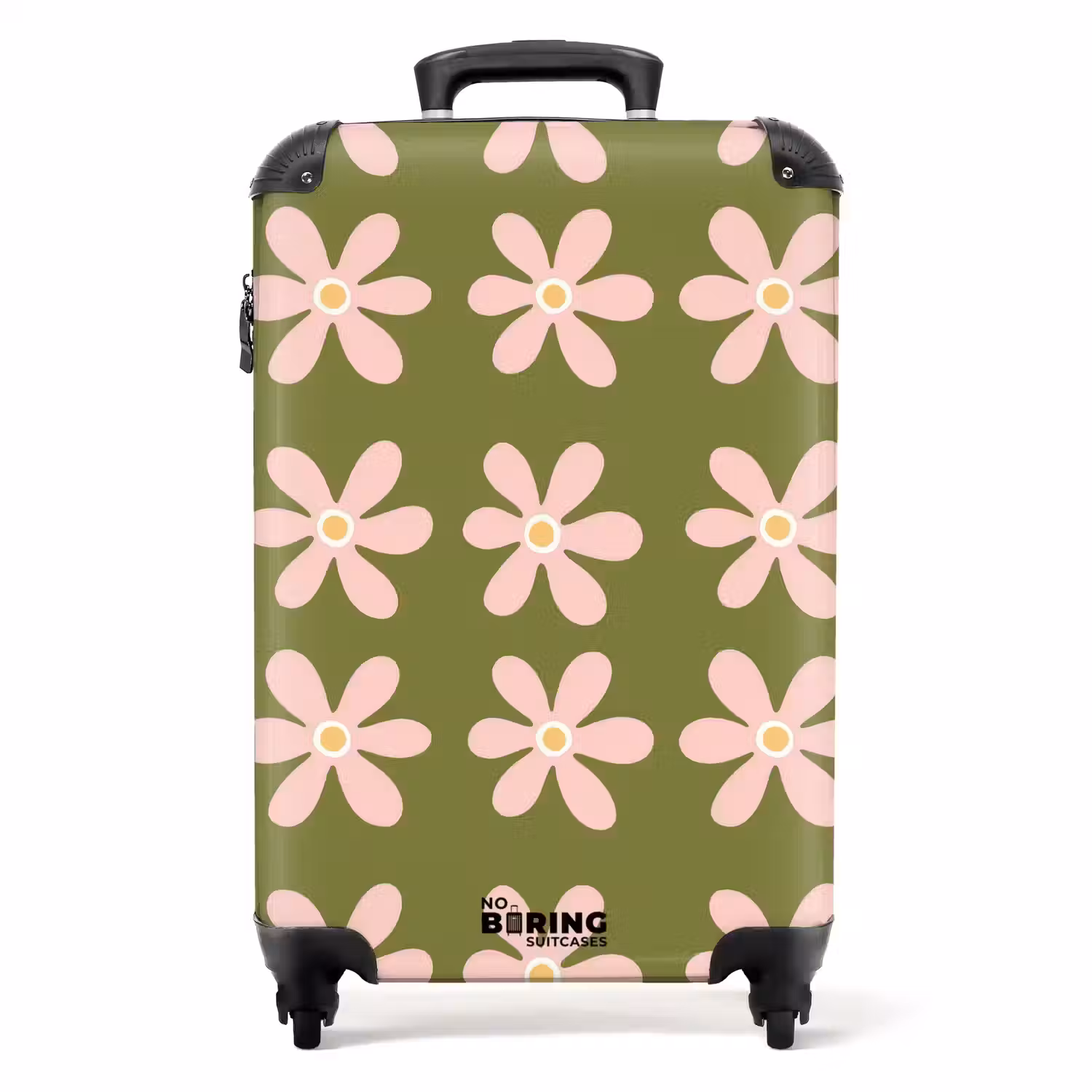 Bloem - Modern - Groen NBS - Handbagage koffer - Volwassenen Unisex middel -productfoto_recht