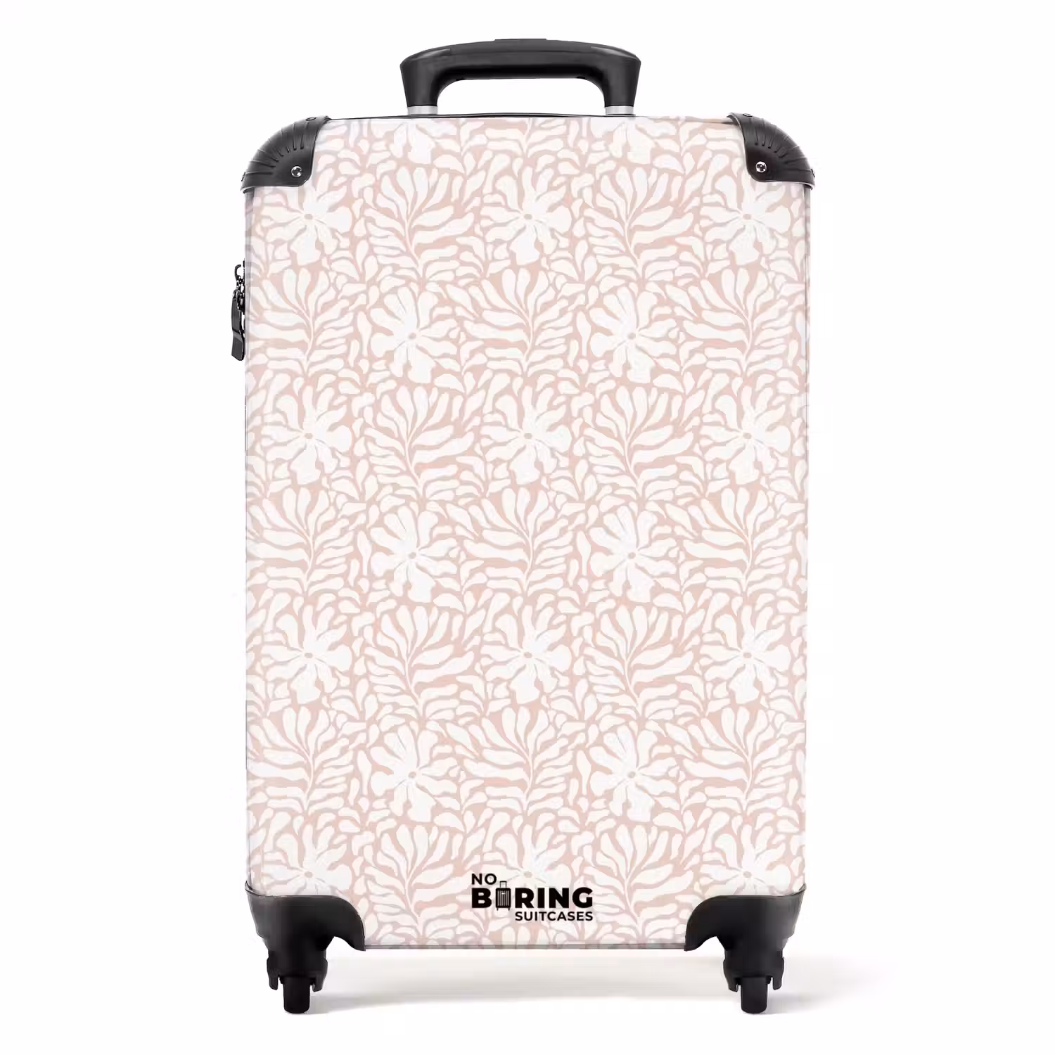 Bloemen en bladeren op beige achtergrond NBS - Handbagage koffer - Volwassenen Unisex middel -productfoto_recht
