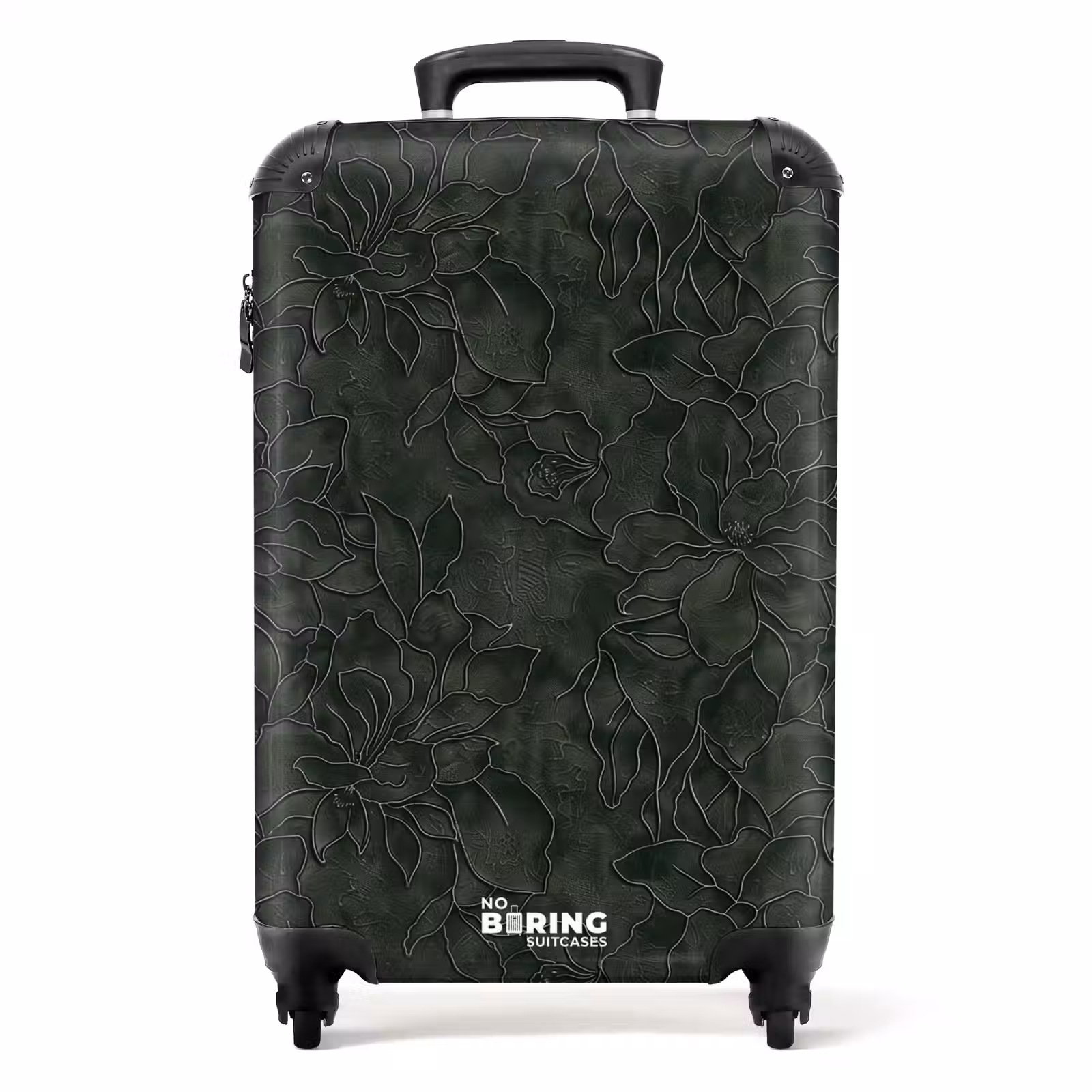Koffer - Bloemen - Lijnen - Groen - Bloemen - Lijnen - Groen NBS - Handbagage koffer - Volwassenen Unisex middel