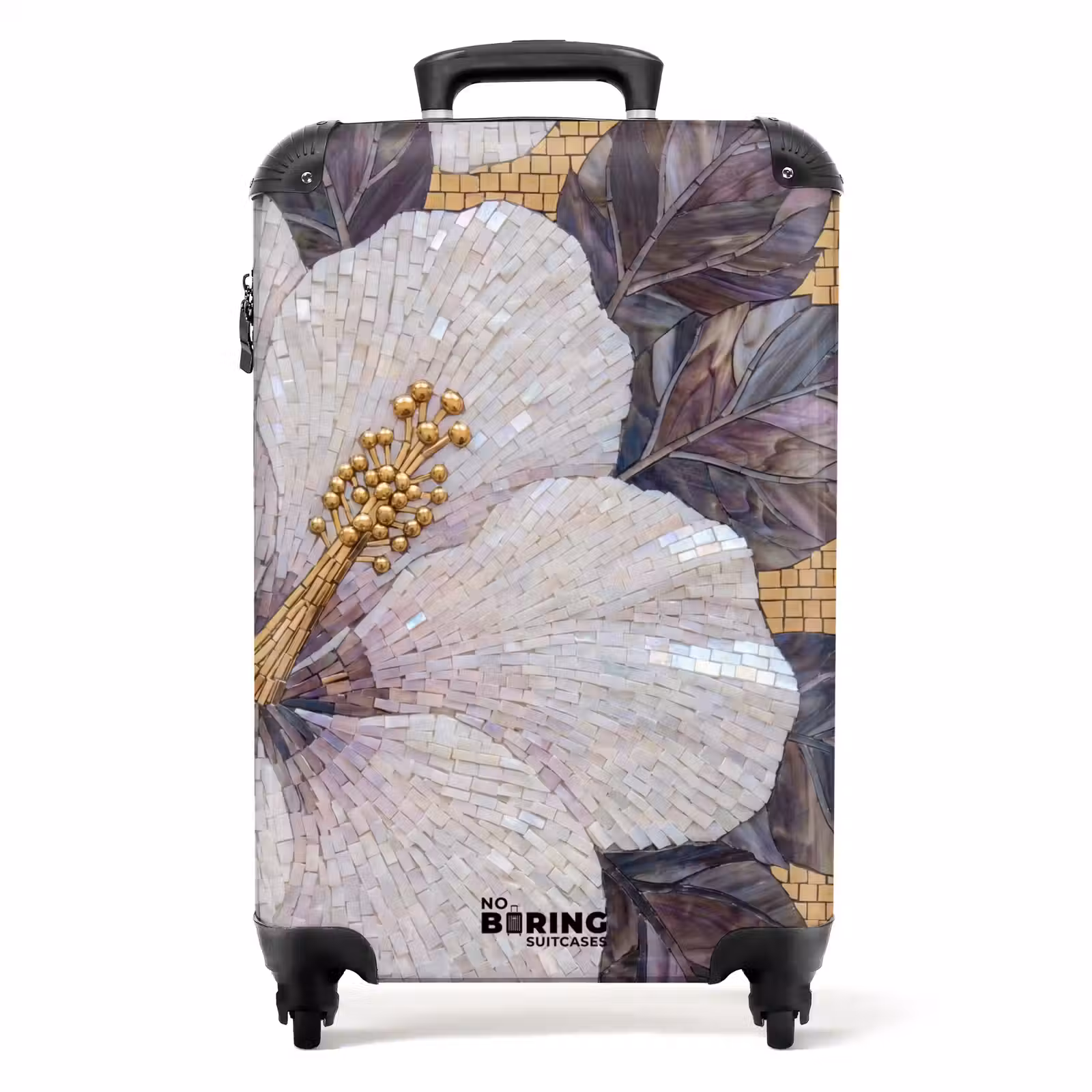 Koffer - Bloemen - Mozaïek - Kunst - Modern - Goud - Bloemen - Mozaïek - Kunst - Modern - Goud NBS - Handbagage koffer - Volwassenen Unisex middel