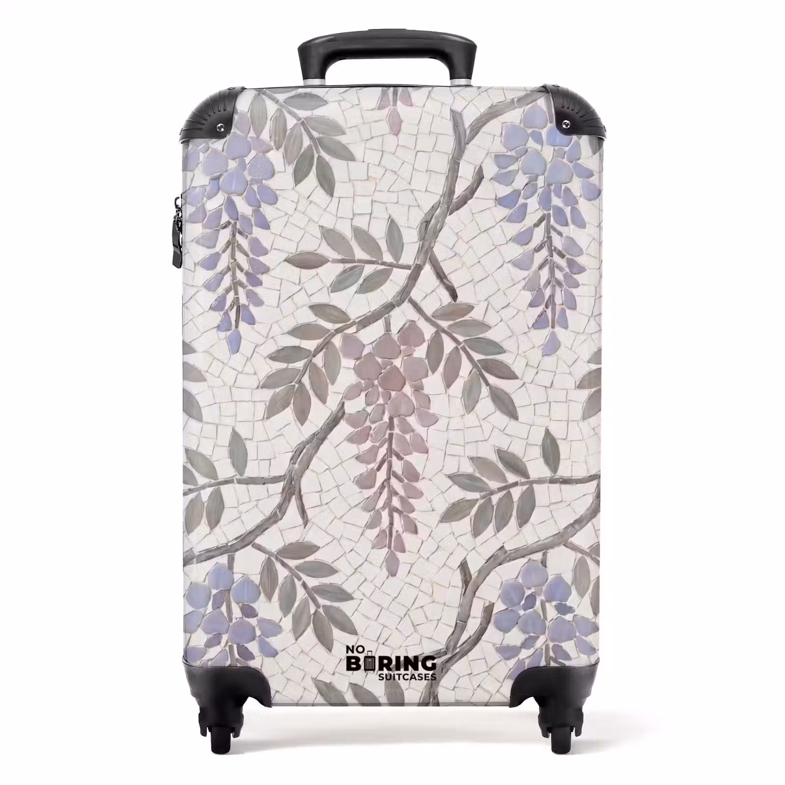 Koffer - Bloemen - Mozaïek - Natuur - Patroon - Paars - Bloemen - Mozaïek - Natuur - Patroon - Paars NBS - Handbagage koffer - Volwassenen Unisex middel