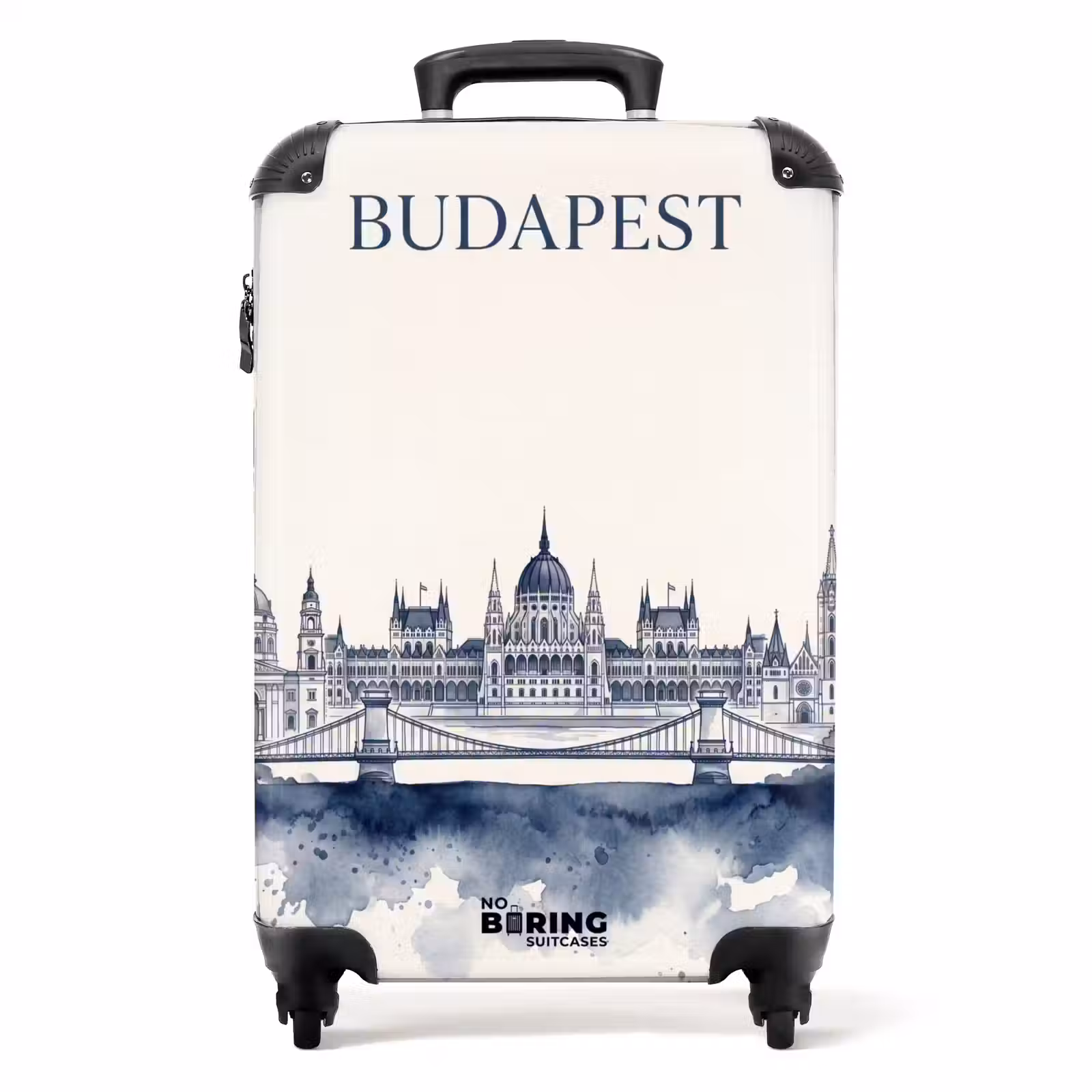 Koffer - Boedapest - Skyline - Architectuur - Aquarel - Blauw - Boedapest - Skyline - Architectuur - Aquarel - Blauw NBS - Handbagage koffer - Volwassenen Unisex middel