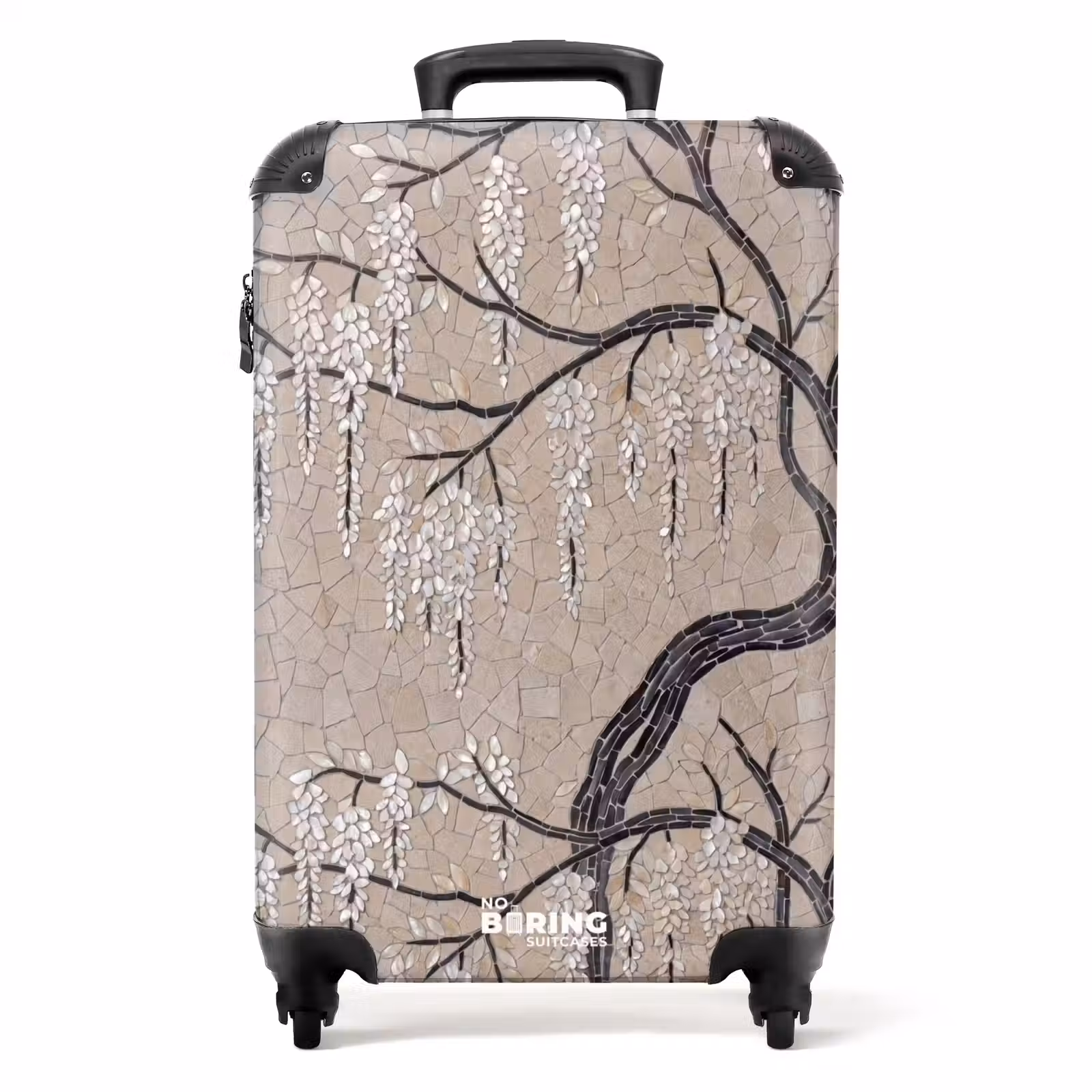 Koffer - Boom - Bloemen - Mozaïek - Kunst - Wit - Boom - Bloemen - Mozaïek - Kunst - Wit NBS - Handbagage koffer - Volwassenen Unisex middel