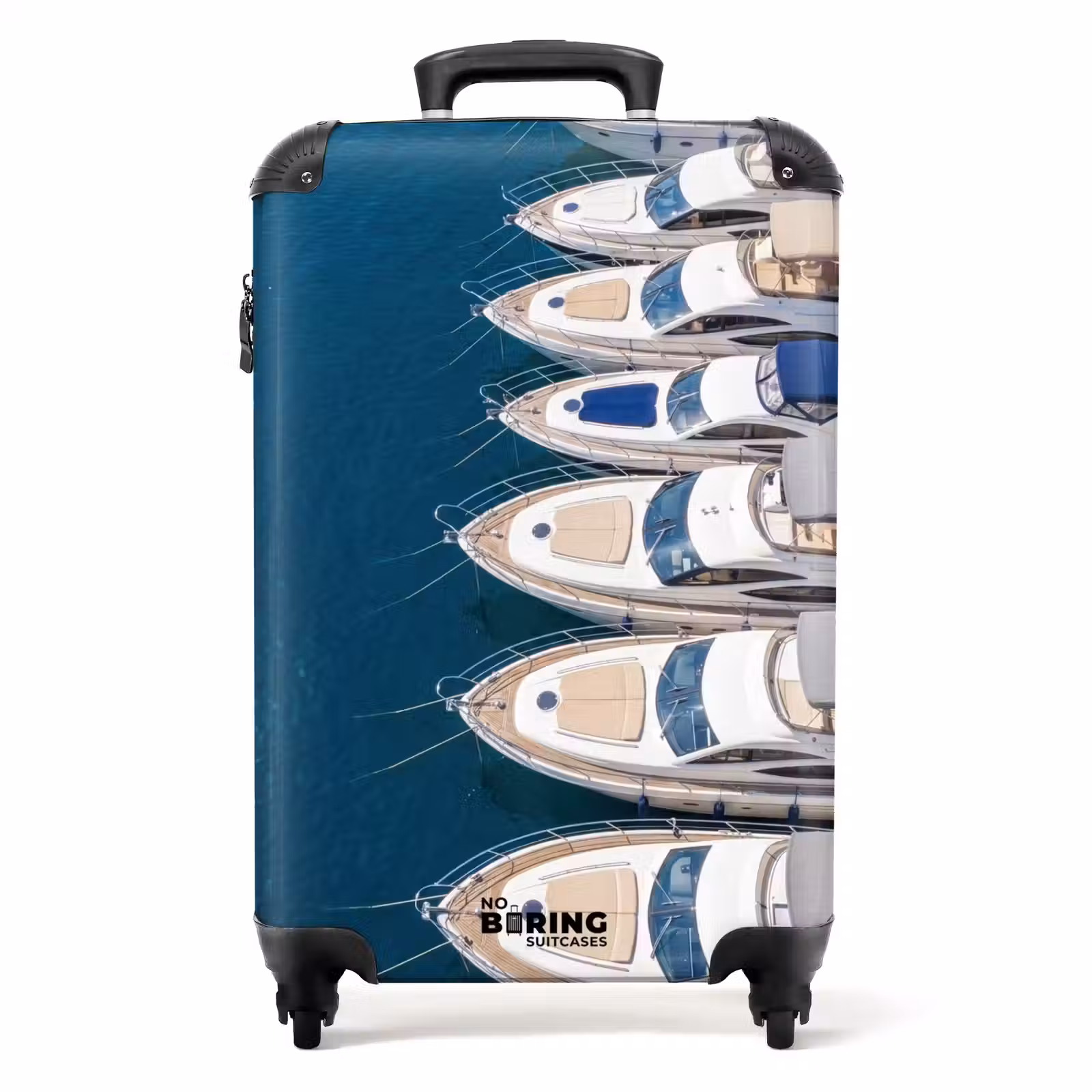 Koffer - Boot - Jachthaven - Water - Zomer - Blauw - Boot - Jachthaven - Water - Zomer - Blauw NBS - Handbagage koffer - Volwassenen Unisex middel