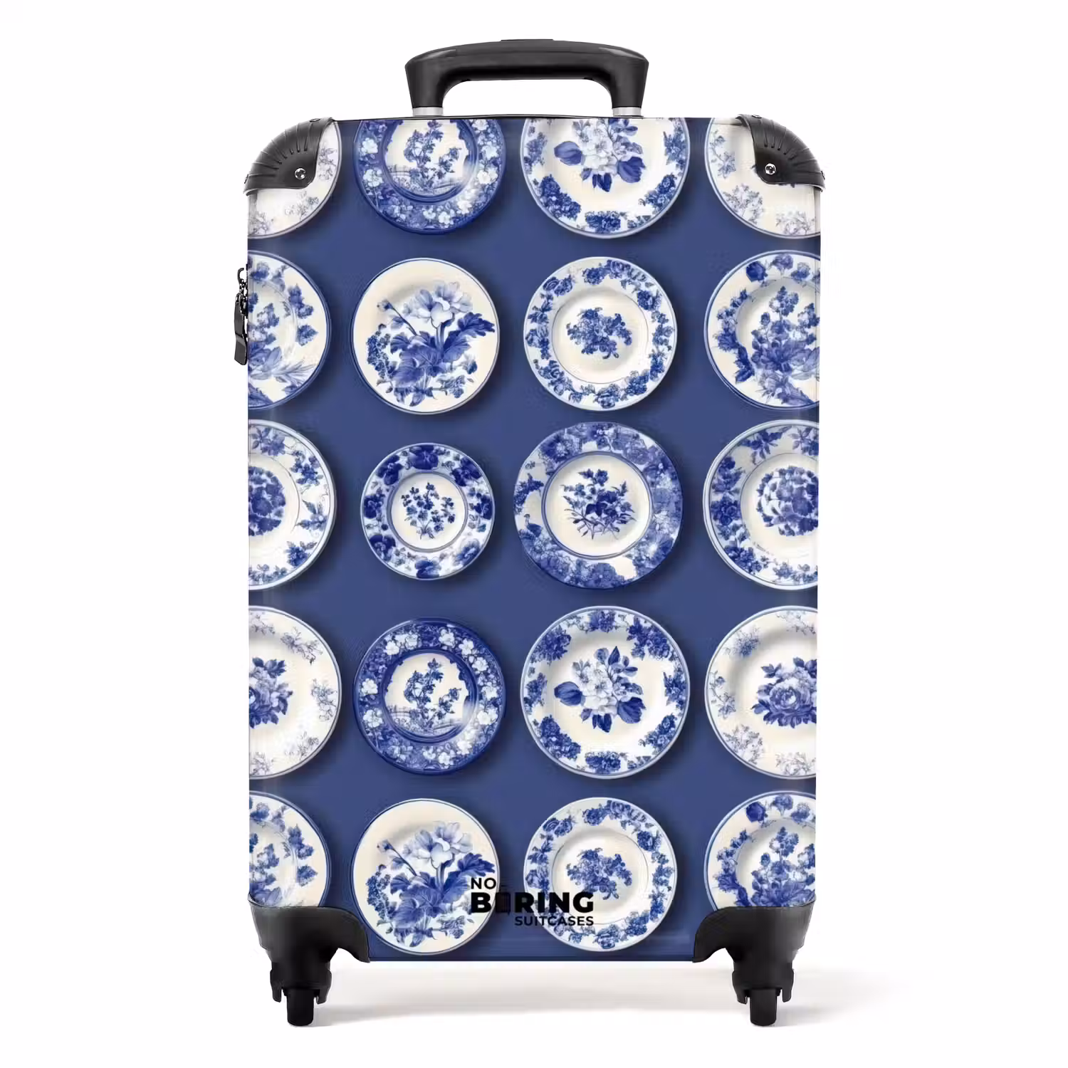 Borden - Floraal - Blauw NBS - Handbagage koffer - Volwassenen Unisex middel -productfoto_recht