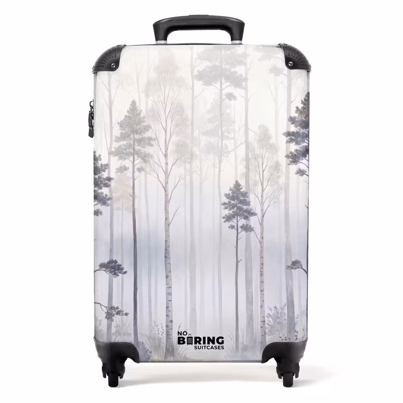 Koffer - Bos - Bomen - Mist - Natuur - Illustratie - Grijs - Bos - Bomen - Mist - Natuur - Illustratie - Grijs NBS - Handbagage koffer - Volwassenen Unisex middel