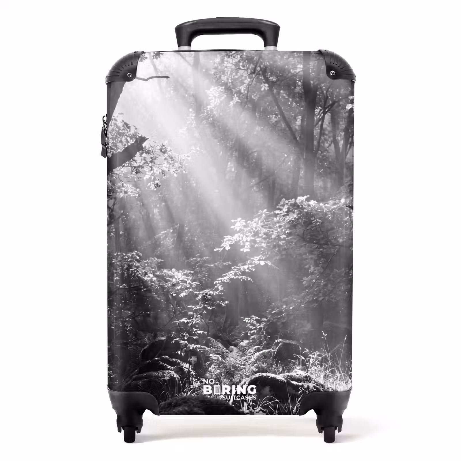 Koffer - Bos - Lichtstralen - Natuur - Zwart-wit - Bos - Lichtstralen - Natuur - Zwart-wit NBS - Handbagage koffer - Volwassenen Unisex middel