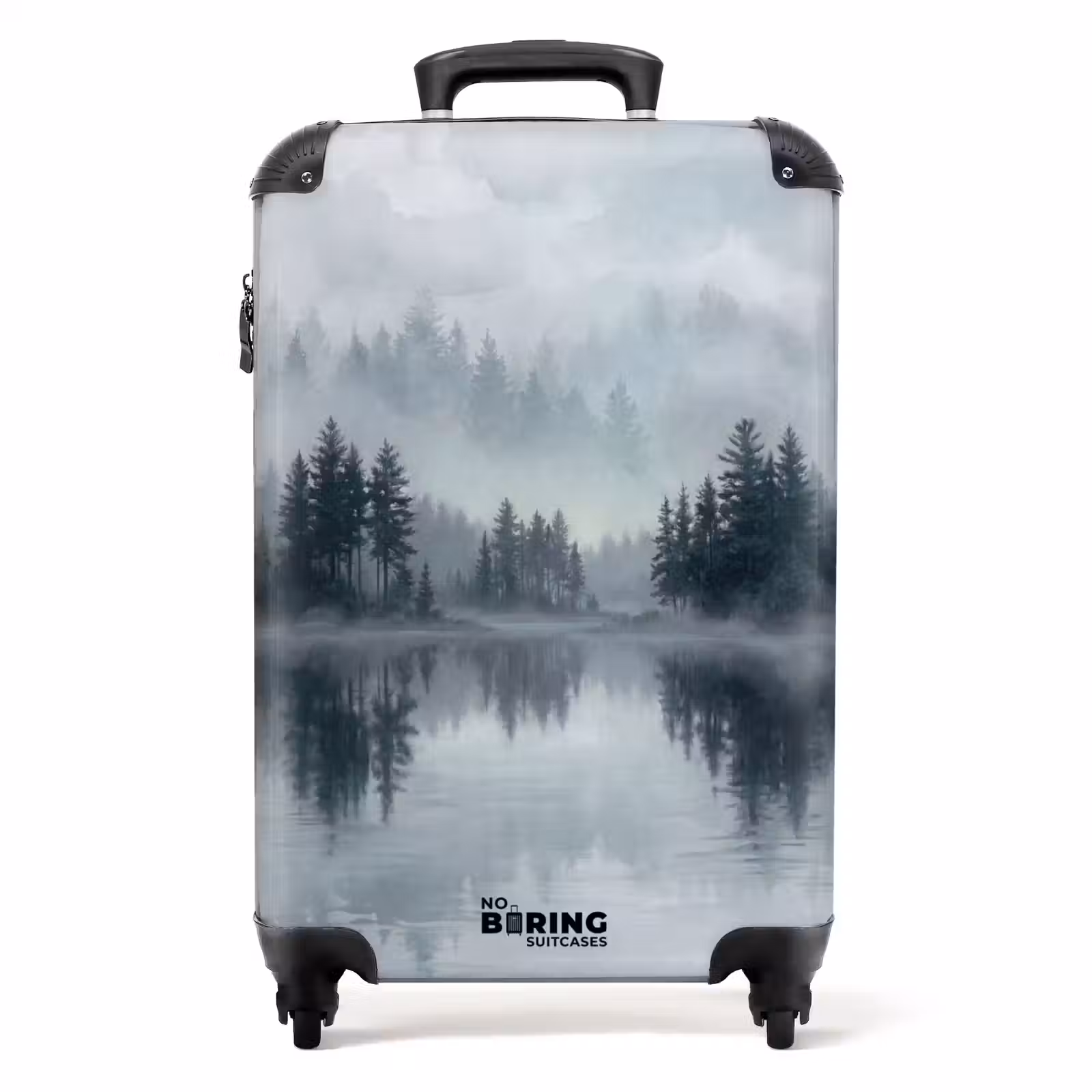 Koffer - Bos - Meer - Mist - Natuur - Grijs - Bos - Meer - Mist - Natuur - Grijs NBS - Handbagage koffer - Volwassenen Unisex middel