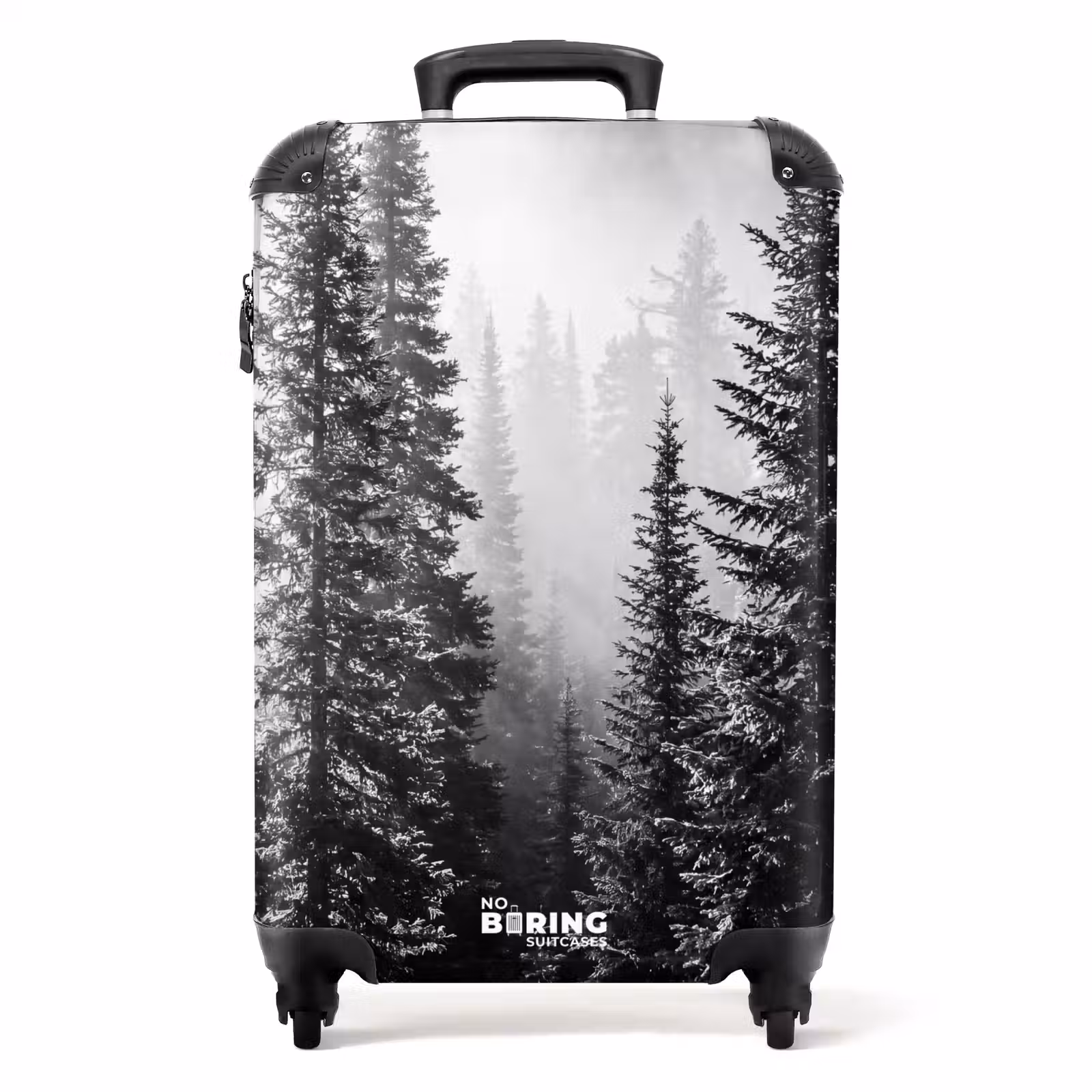 Koffer - Bos - Mist - Winter - Monochroom - Natuur - Bos - Mist - Winter - Monochroom - Natuur NBS - Handbagage koffer - Volwassenen Unisex middel
