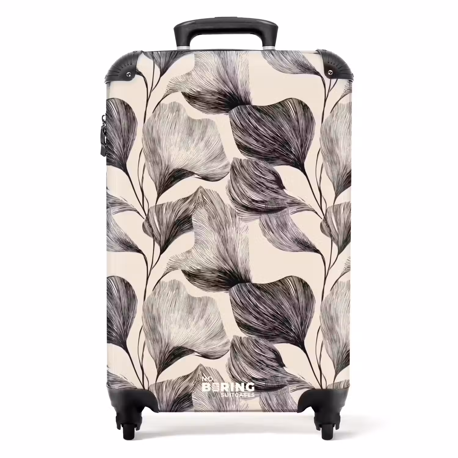 Botanisch - Bladeren - Zwart NBS - Handbagage koffer - Volwassenen Unisex middel -productfoto_recht