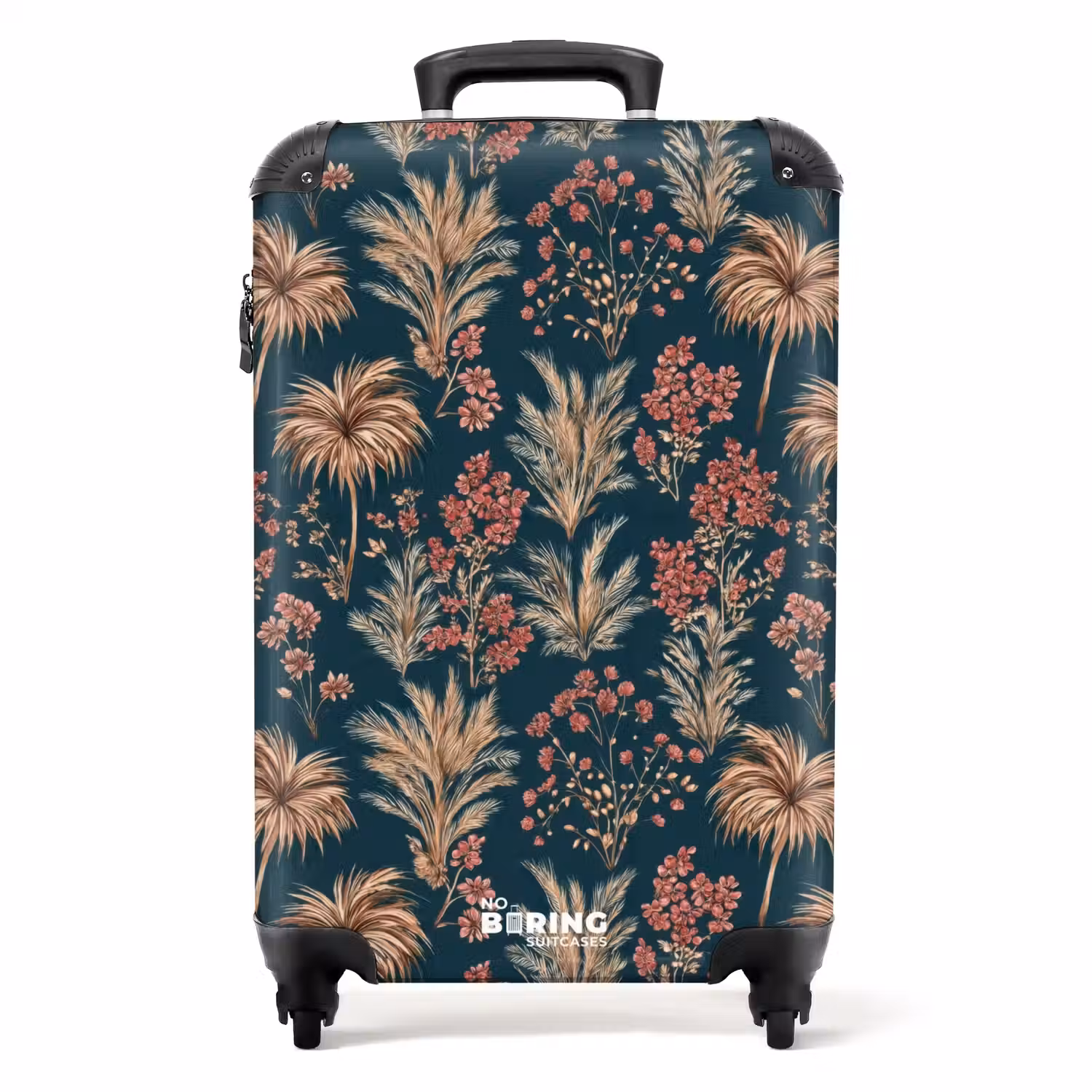 Botanisch - Patroon - Blauw NBS - Handbagage koffer - Volwassenen Unisex middel -productfoto_recht