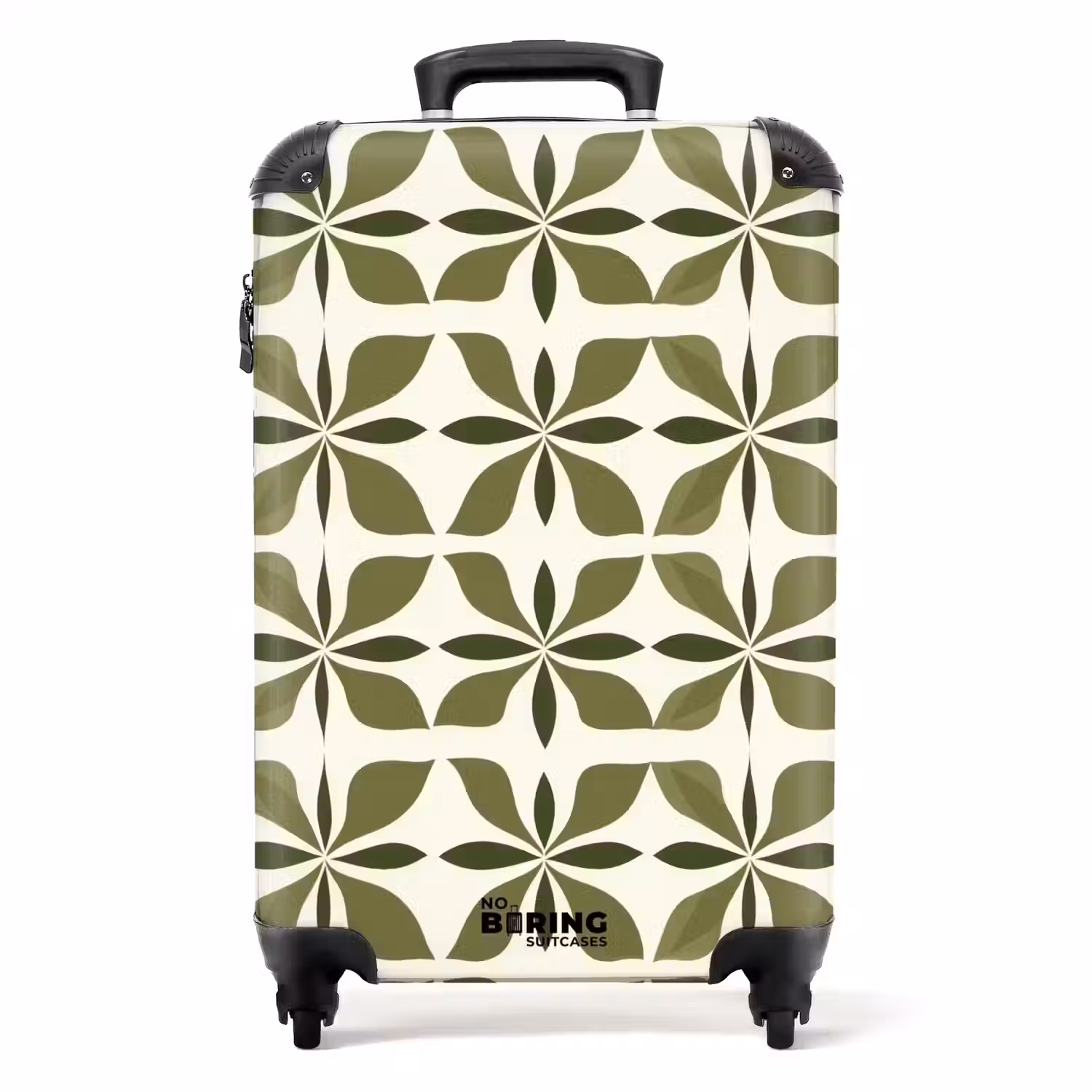 Botanisch - Retro - Groen NBS - Handbagage koffer - Volwassenen Unisex middel -productfoto_recht