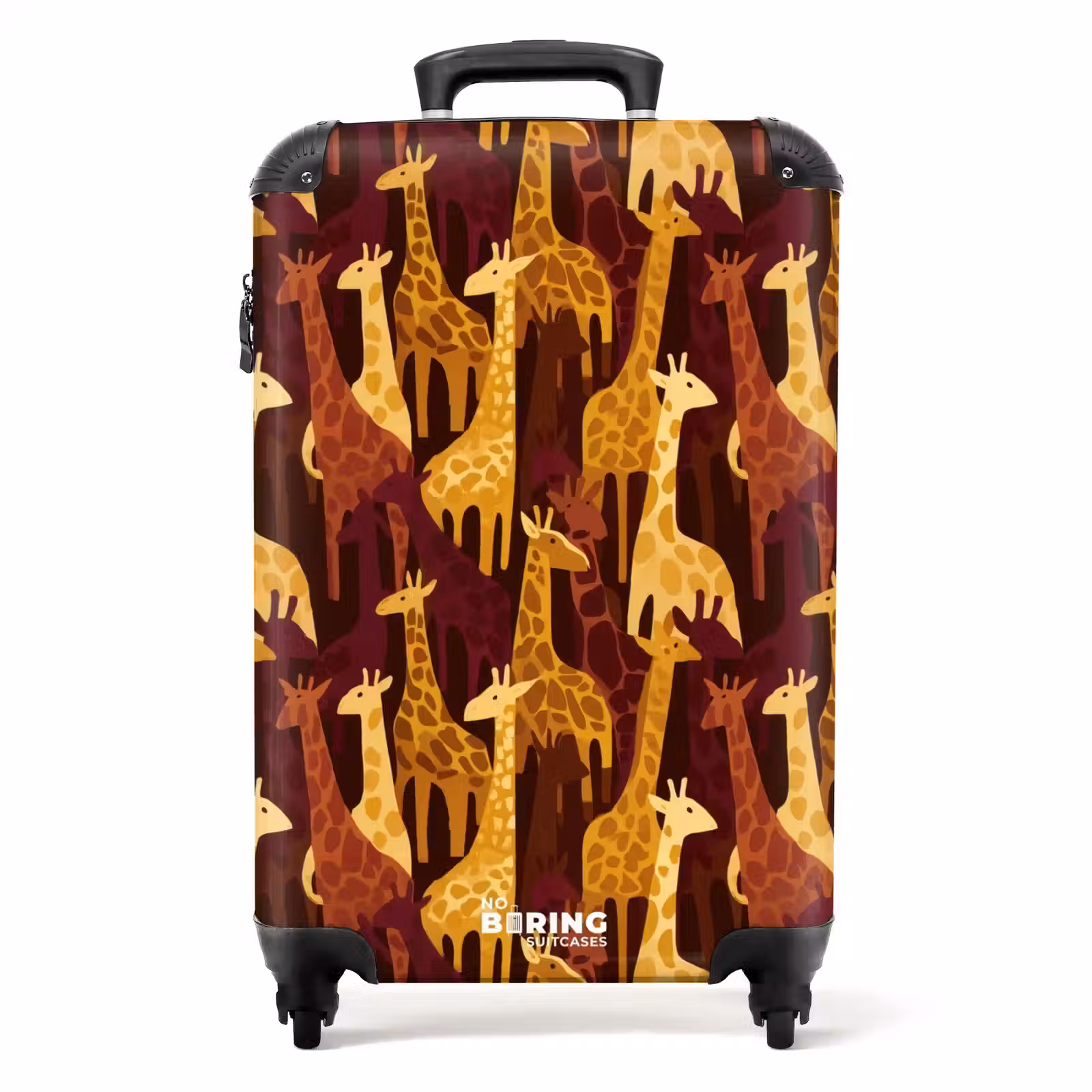 Koffer - Bruin - Giraffen - Safari - Patroon - Bruin - Giraffen - Safari - Patroon NBS - Handbagage koffer - Volwassenen Unisex middel