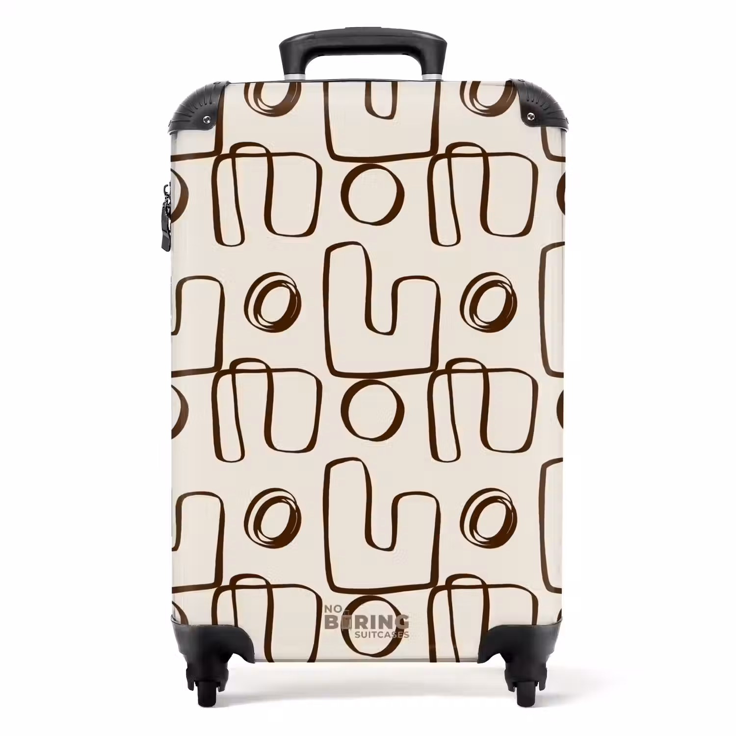 Bruine abstracte lijnen op beige achtergrond NBS - Handbagage koffer - Volwassenen Unisex middel -productfoto_recht