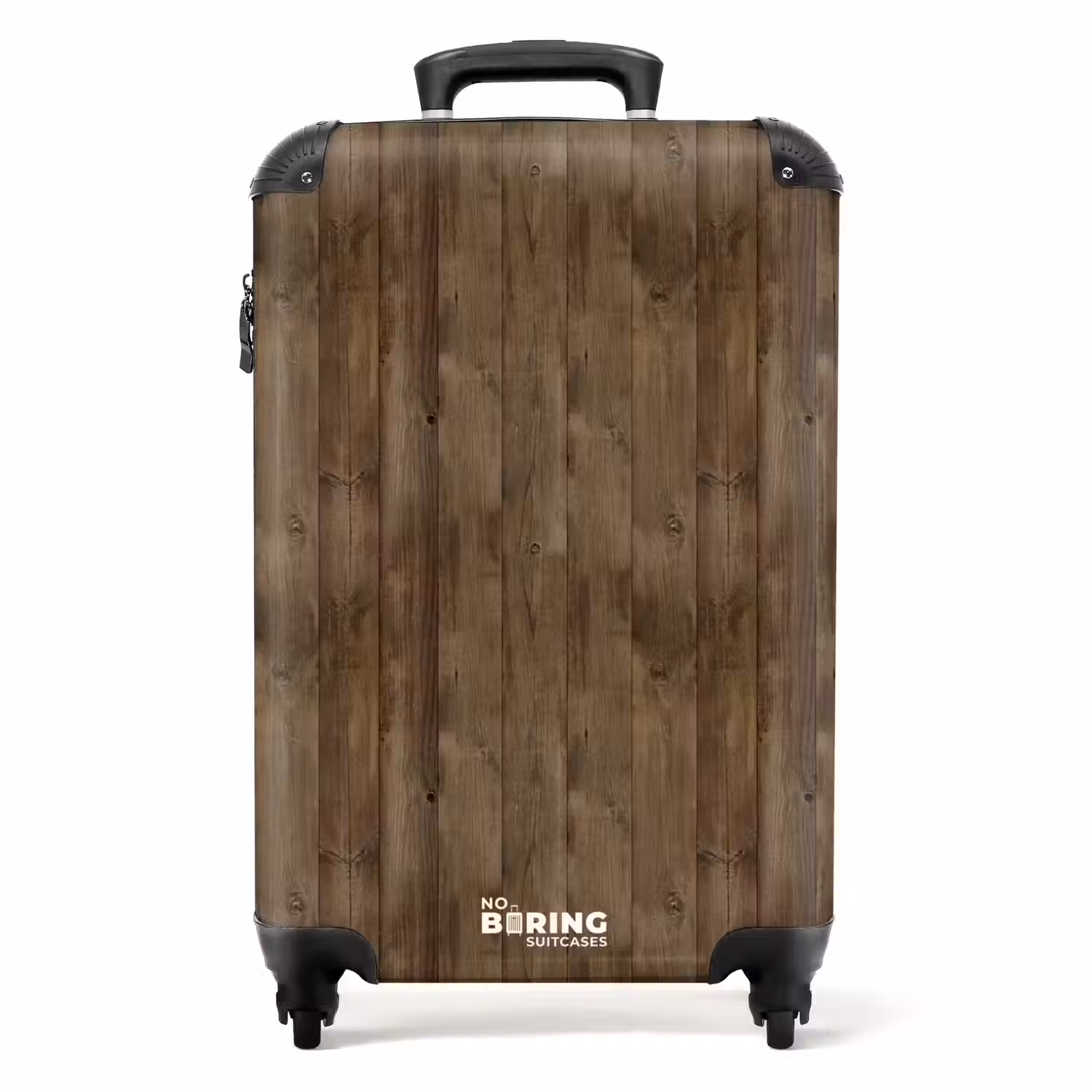 Bruine verticale planken met verweerde houtstructuur NBS - Handbagage koffer - Volwassenen Unisex middel -productfoto_recht