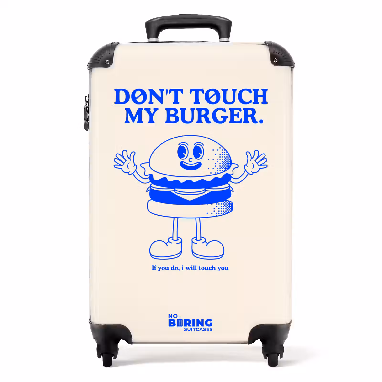 Koffer - Burger - Blauw - Wit - Burger - Blauw - Wit NBS - Handbagage koffer - Volwassenen Unisex middel
