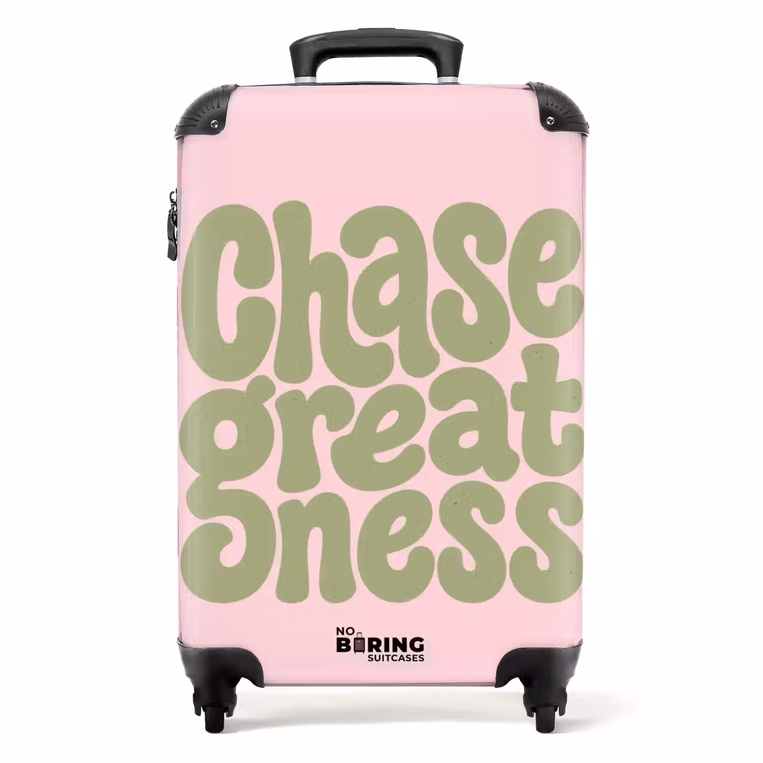 Chase greatness - Groen - Roze - Retro NBS - Handbagage koffer - Volwassenen Unisex middel -productfoto_recht