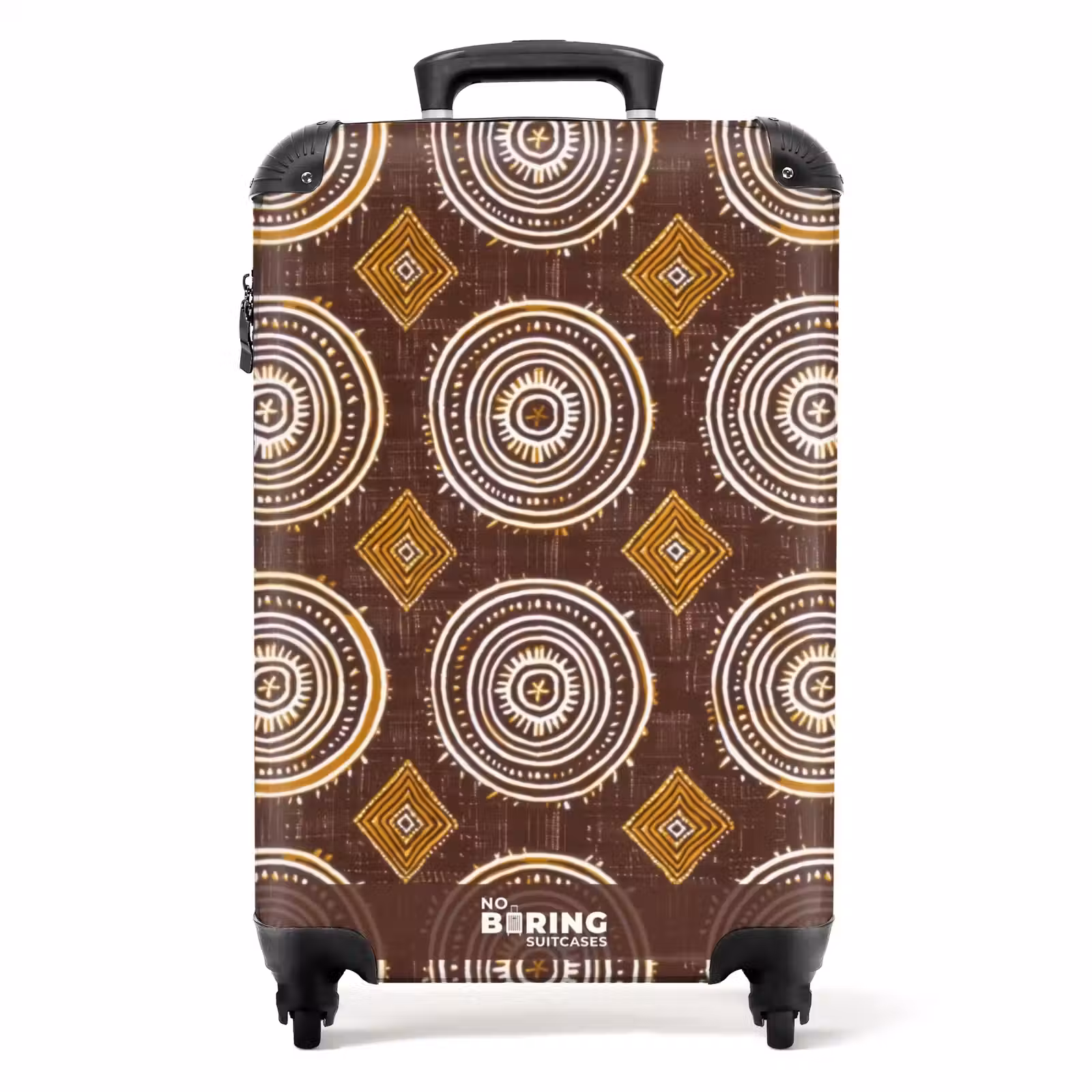 Koffer - Chocoladebruin - Etnisch - Tribaal - Cirkels - Patroon - Chocoladebruin - Etnisch - Tribaal - Cirkels - Patroon NBS - Handbagage koffer - Volwassenen Unisex middel