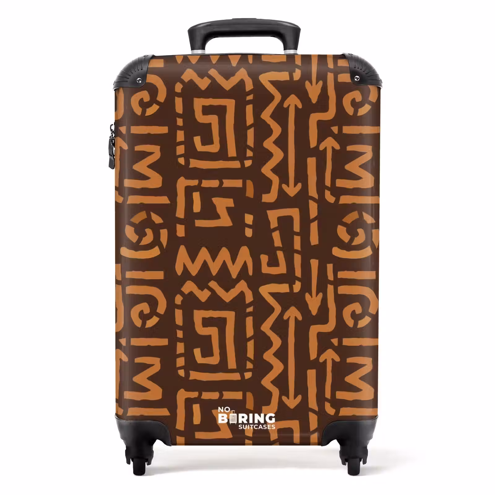 Koffer - Chocoladebruin - Etnisch - Tribaal - Symbolen - Chocoladebruin - Etnisch - Tribaal - Symbolen NBS - Handbagage koffer - Volwassenen Unisex middel