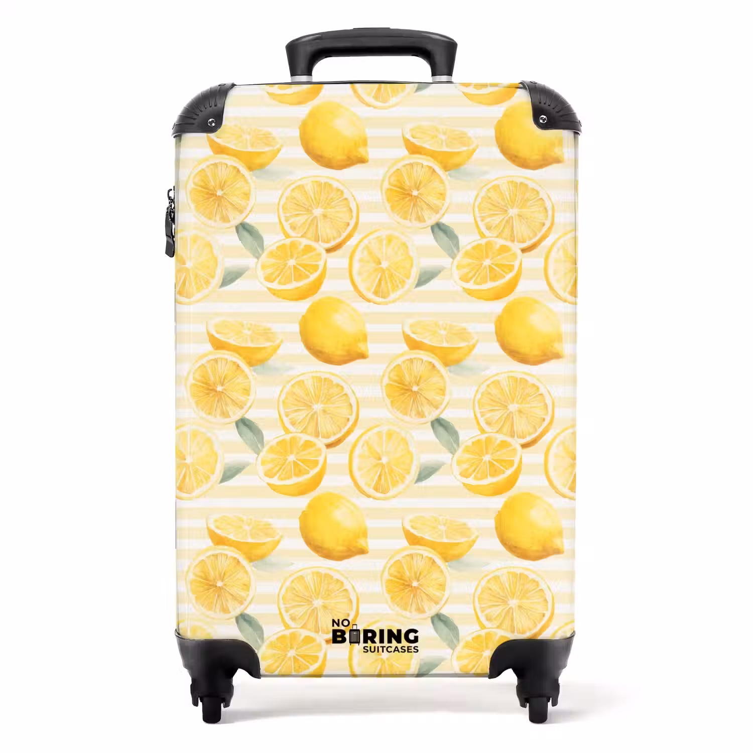 Citroen met strepen patroon geel NBS - Handbagage koffer - Volwassenen Unisex middel -productfoto_recht
