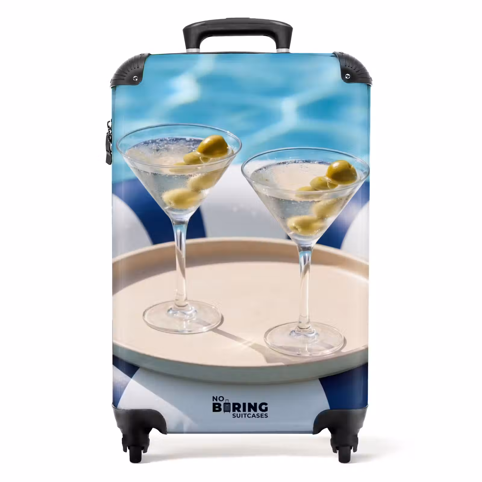 Koffer - Cocktail - Zwembad - Zomer - Blauw - Cocktail - Zwembad - Zomer - Blauw NBS - Handbagage koffer - Volwassenen Unisex middel