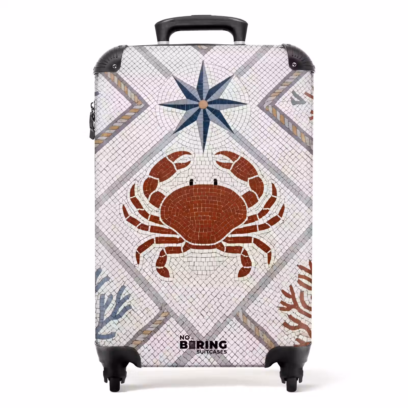 Koffer - Dier - Mozaïek - Zee - Klassiek - Bruin - Dier - Mozaïek - Zee - Klassiek - Bruin NBS - Handbagage koffer - Volwassenen Unisex middel