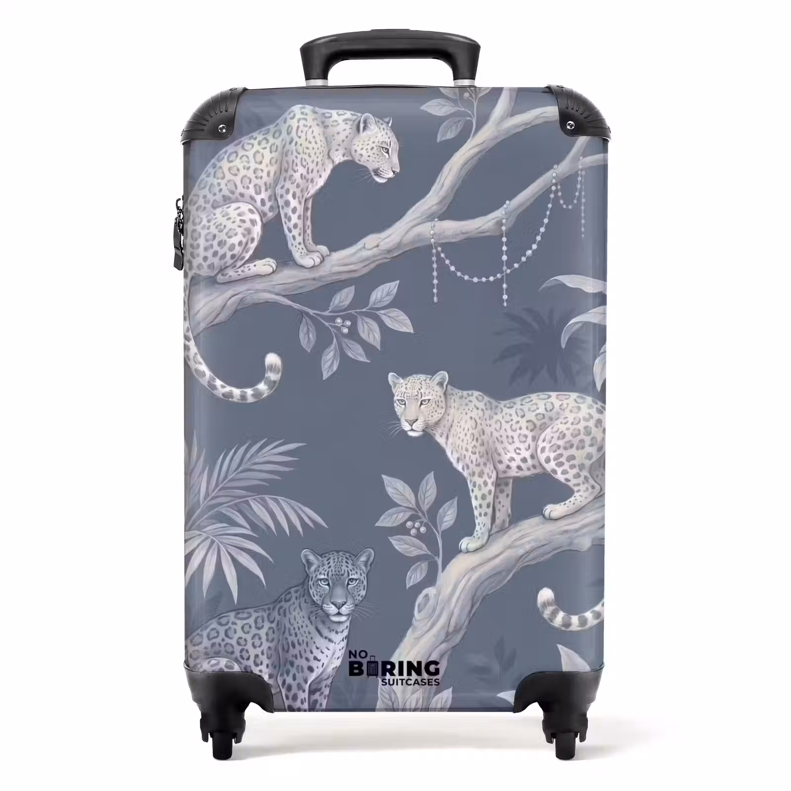 Koffer - Dieren - Jungle - Illustratie - Bomen - Blauw - Dieren - Jungle - Illustratie - Bomen - Blauw NBS - Handbagage koffer - Volwassenen Unisex middel