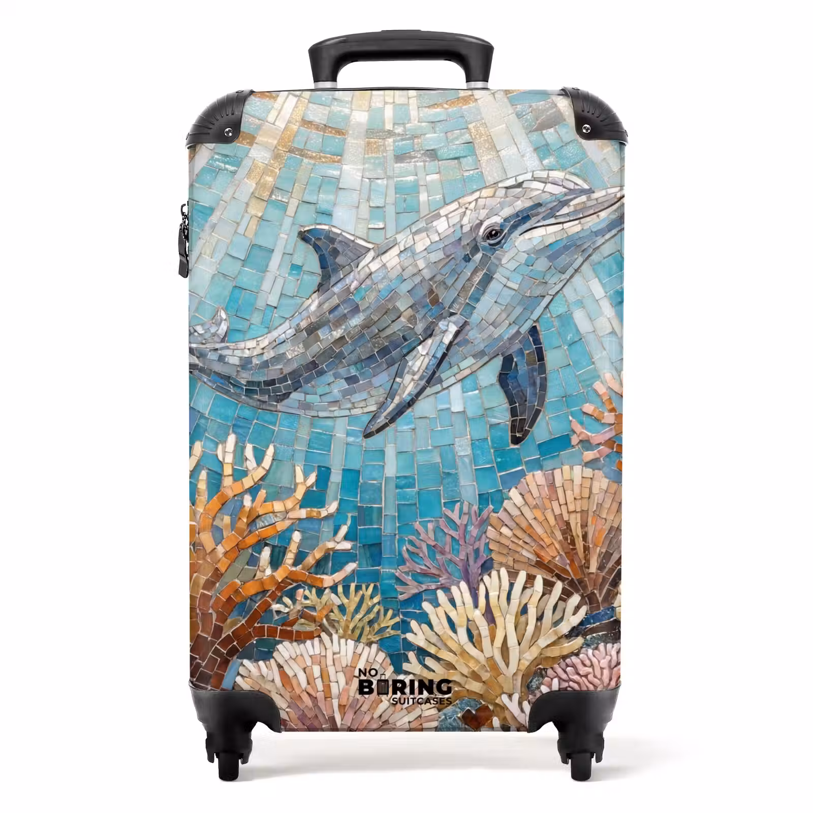 Koffer - Dieren - Mozaïek - Oceaan - Koraal - Blauw - Dieren - Mozaïek - Oceaan - Koraal - Blauw NBS - Handbagage koffer - Volwassenen Unisex middel