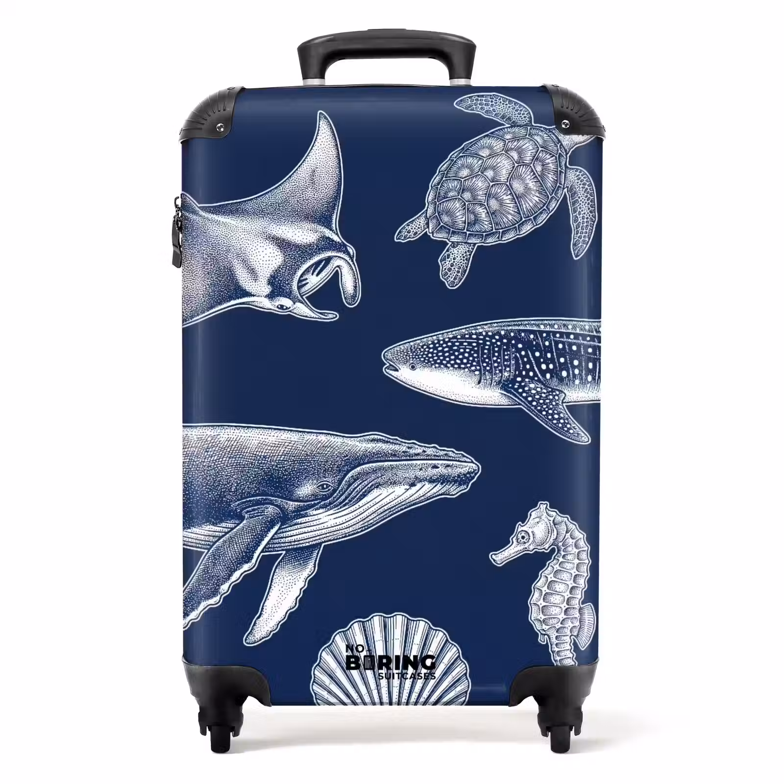 Koffer - Dieren - Zeeleven - Oceaan - Graveren - Blauw - Dieren - Zeeleven - Oceaan - Graveren - Blauw NBS - Handbagage koffer - Volwassenen Unisex middel
