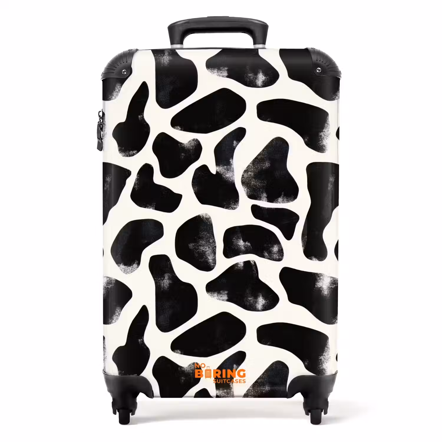 Dierenpatroon - Vlekken - Zwart - Wit NBS - Handbagage koffer - Volwassenen Unisex middel -productfoto_recht