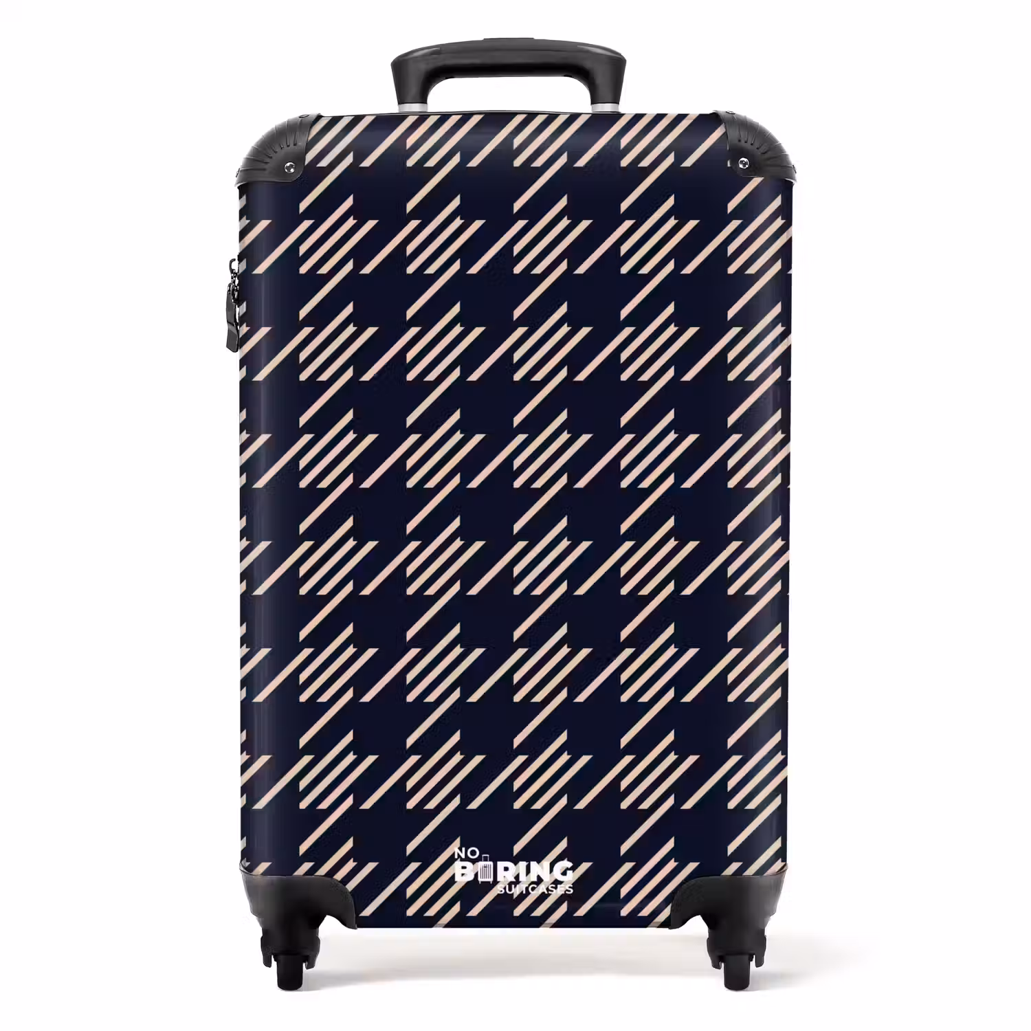 Donker pied-de-poule patroon met diagonale streepvulling NBS - Handbagage koffer - Kinderen Unisex middel -productfoto_recht