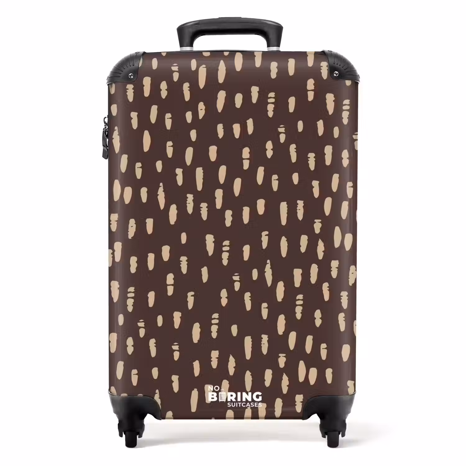 Donkerbruine achtergrond met beige penseelstreken NBS - Handbagage koffer - Kinderen Unisex middel -productfoto_recht