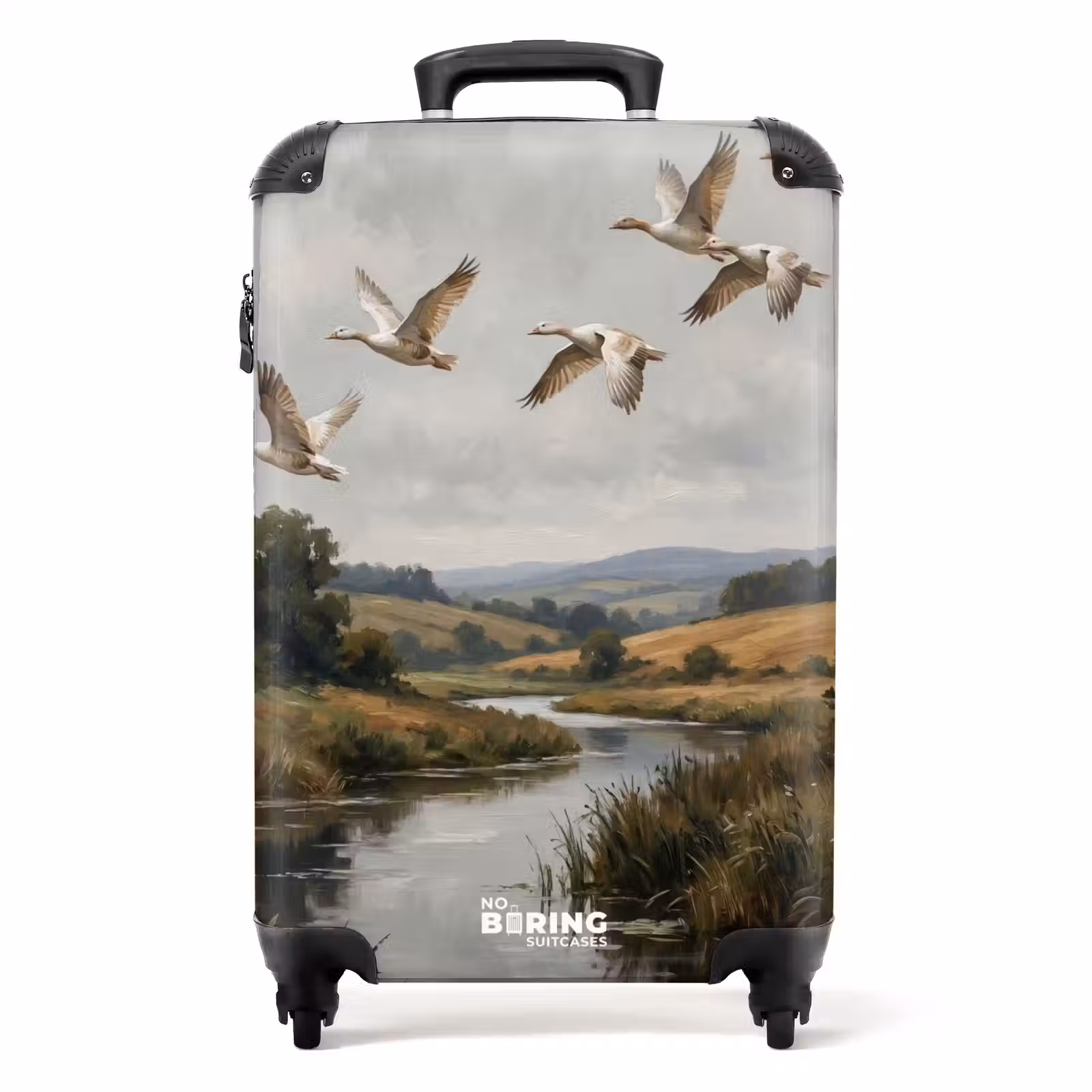 Koffer - Eenden - Rivier - Landschap - Vlucht - Nostalgisch - Eenden - Rivier - Landschap - Vlucht - Nostalgisch NBS - Handbagage koffer - Volwassenen Unisex middel