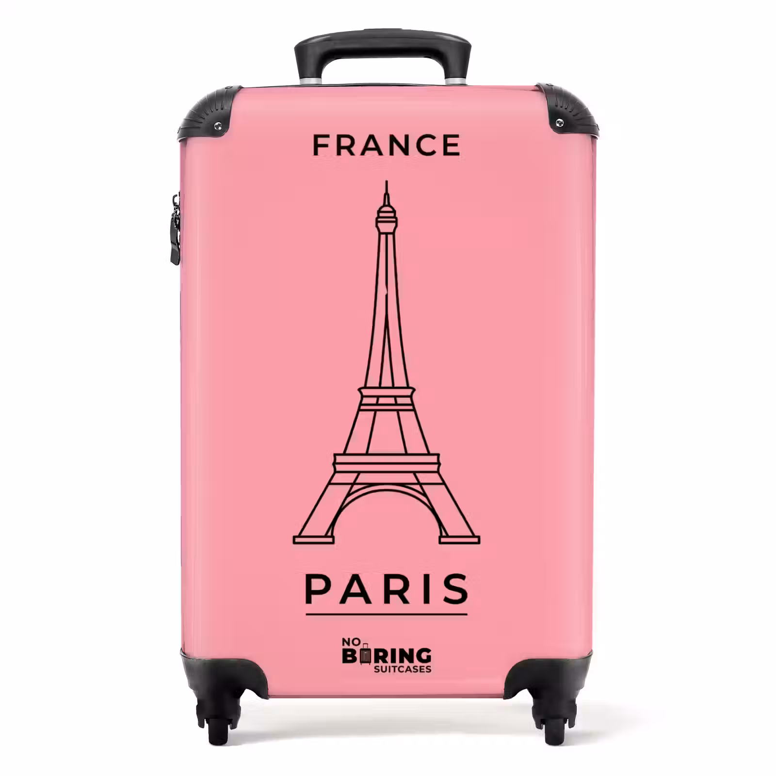 Koffer - Eiffeltoren - Parijs - Architectuur - Minimalistisch - Roze - Eiffeltoren - Parijs - Architectuur - Minimalistisch - Roze NBS - Handbagage koffer - Volwassenen Unisex middel