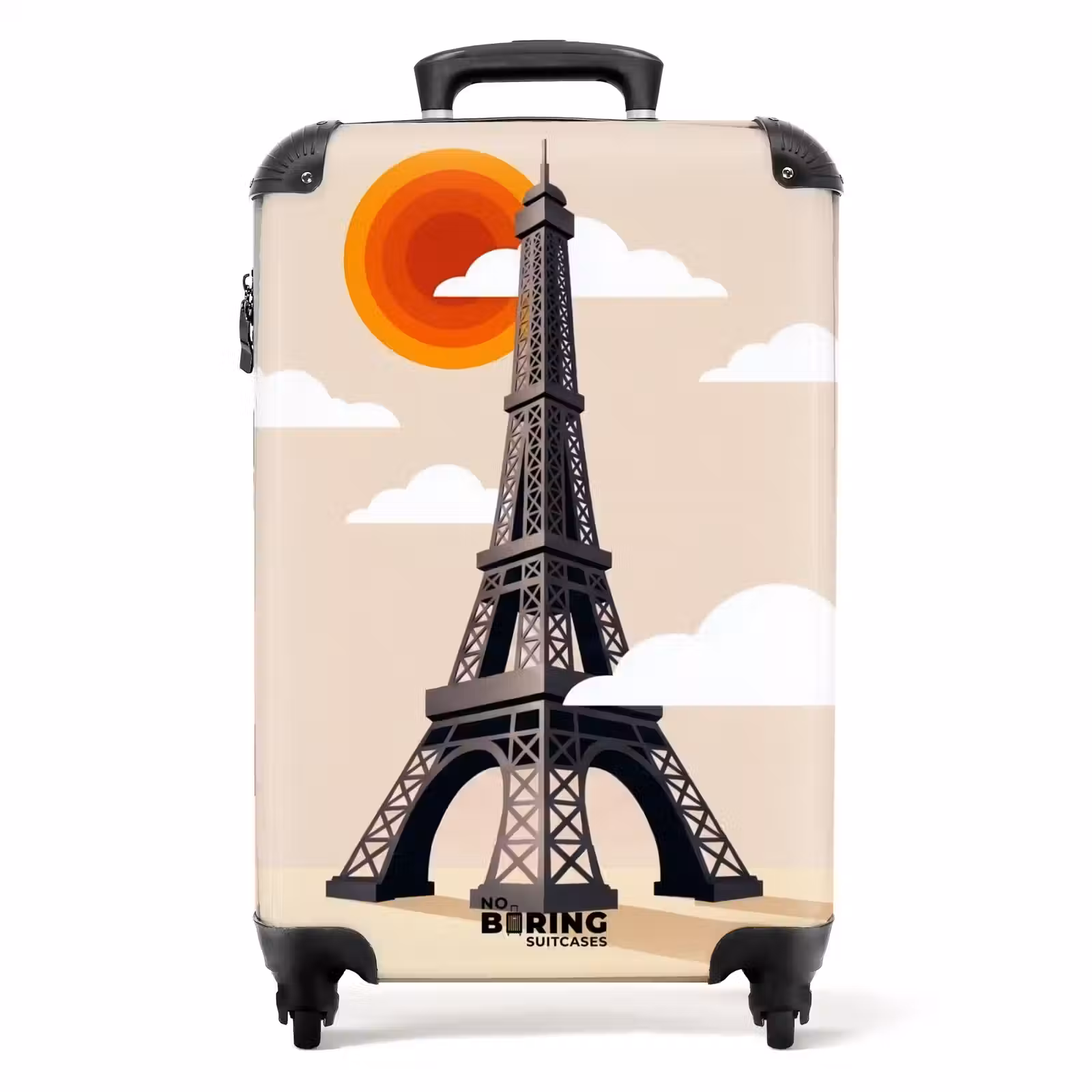 Koffer - Eiffeltoren - Zon - Architectuur - Abstract - Beige - Eiffeltoren - Zon - Architectuur - Abstract - Beige NBS - Handbagage koffer - Volwassenen Unisex middel