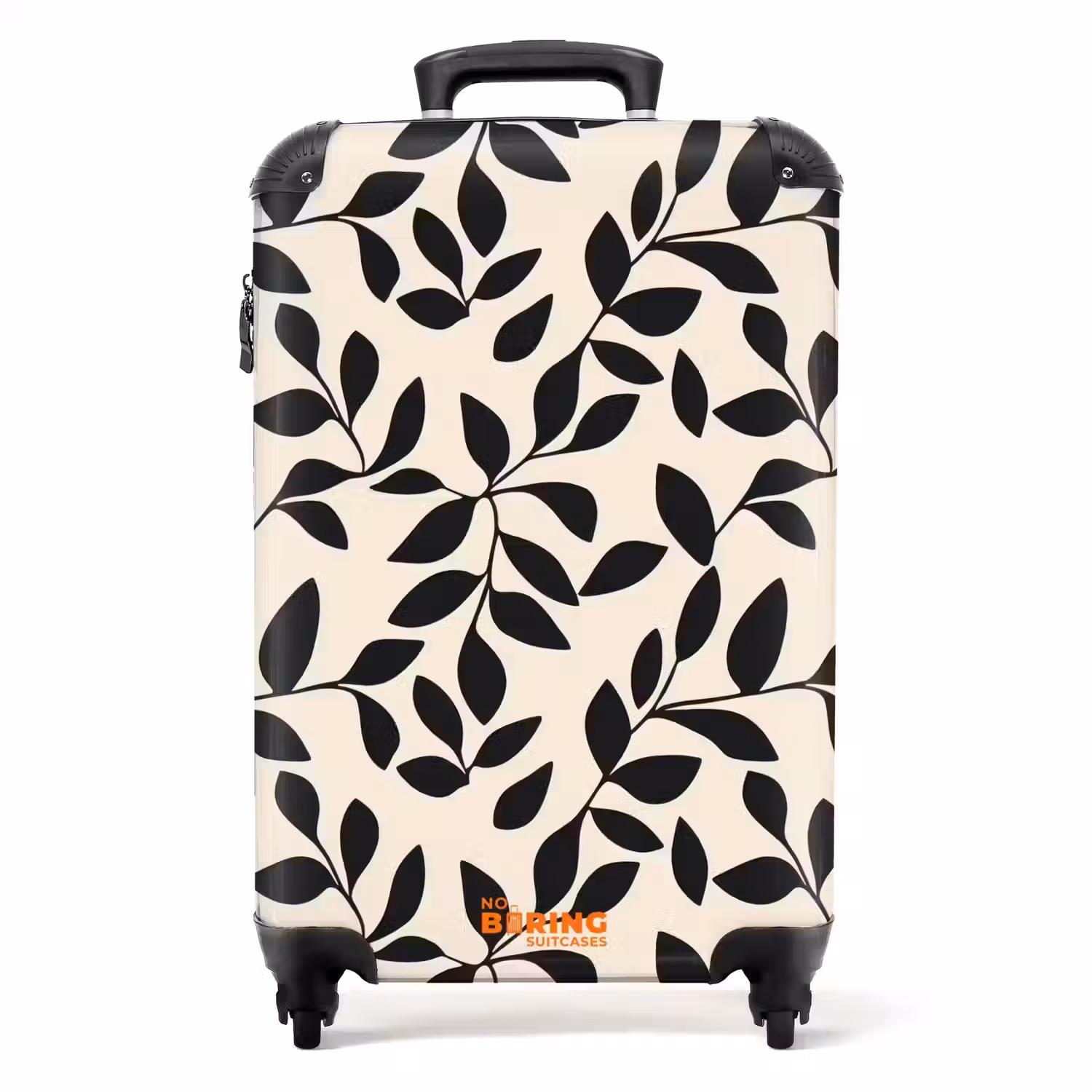 Elegant - Patroon - Zwart - Beige NBS - Handbagage koffer - Volwassenen Unisex middel -productfoto_recht