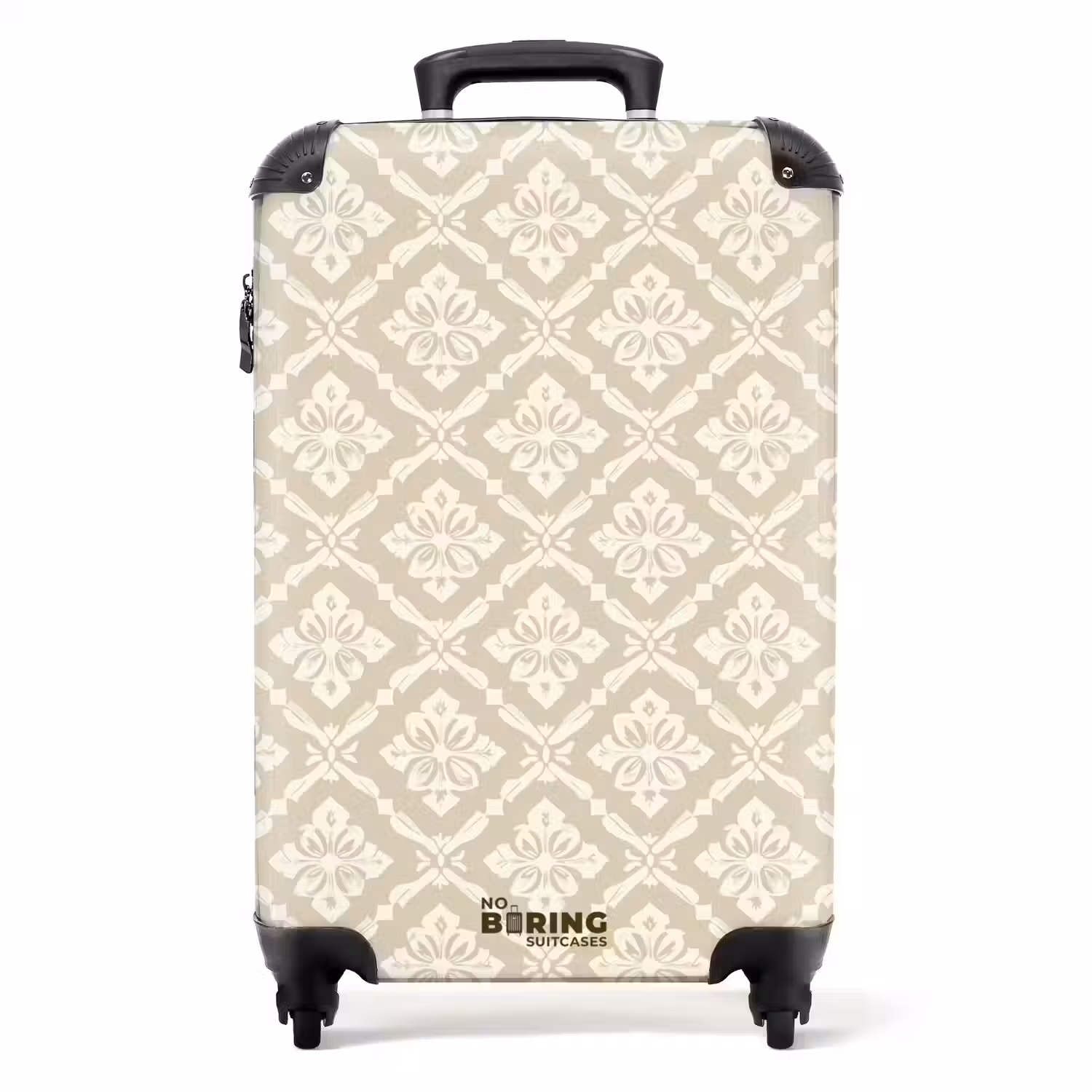 Floraal - Ornament - Beige NBS - Handbagage koffer - Volwassenen Unisex middel -productfoto_recht