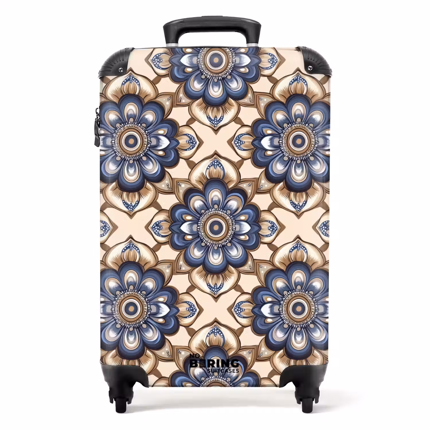 Floraal - Ornament - Blauw NBS - Handbagage koffer - Volwassenen Unisex middel -productfoto_recht