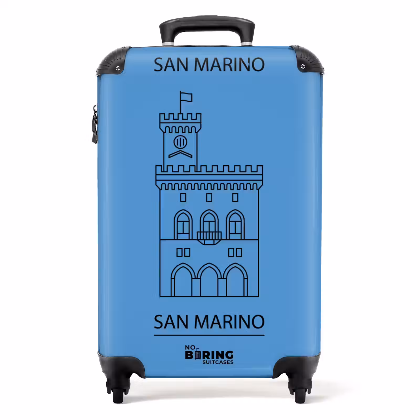 Koffer - Gebouw - San Marino - Architectuur - Lijntekening - Blauw - Gebouw - San Marino - Architectuur - Lijntekening - Blauw NBS - Handbagage koffer - Volwassenen Unisex middel