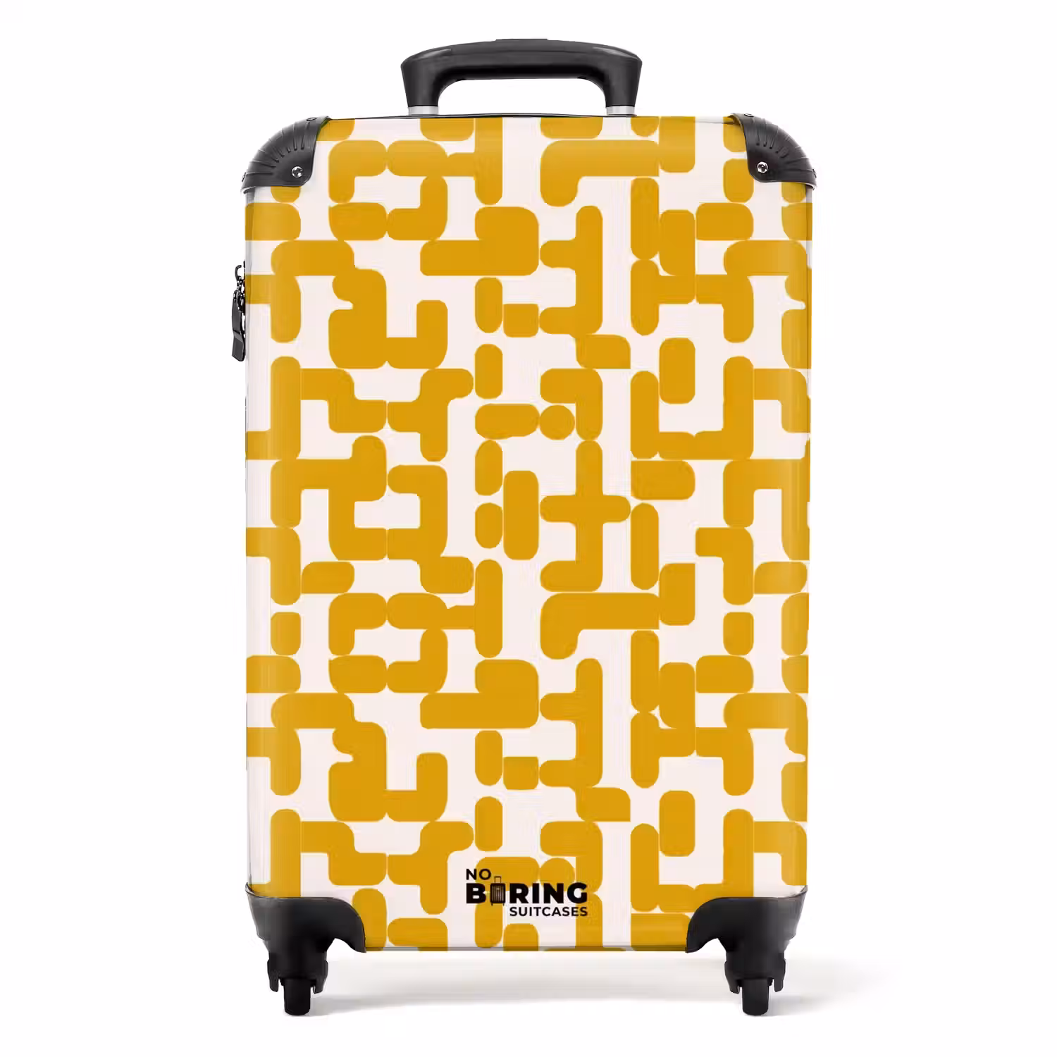 Geel - Beige - Patroon NBS - Handbagage koffer - Volwassenen Unisex middel -productfoto_recht